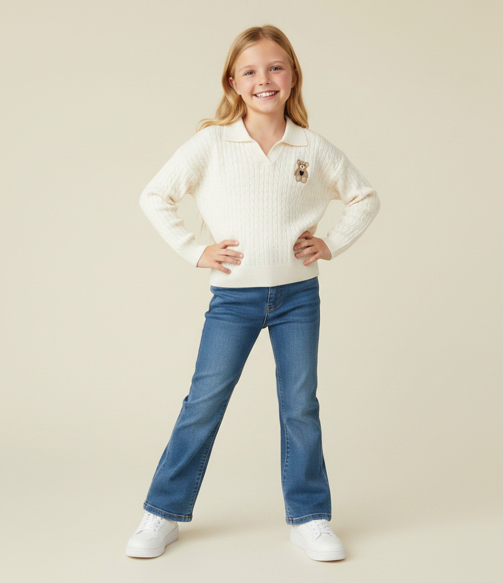 Calça Infantil Flare Jeans com Cós Elástico – Tam 5 a 16 Anos Azul 1