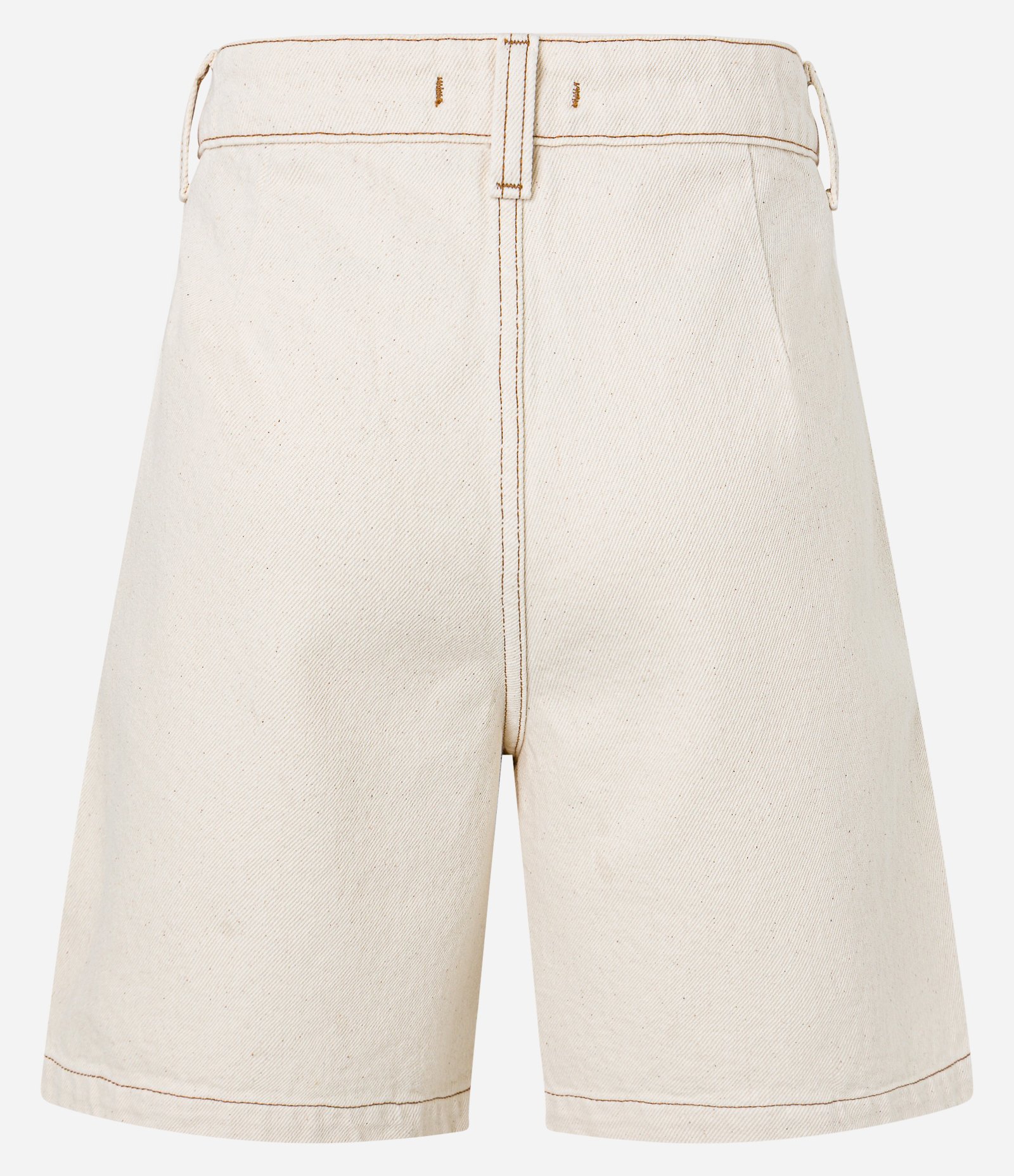 Bermuda em Sarja com Pregas e Costura Contrastante Off White 6