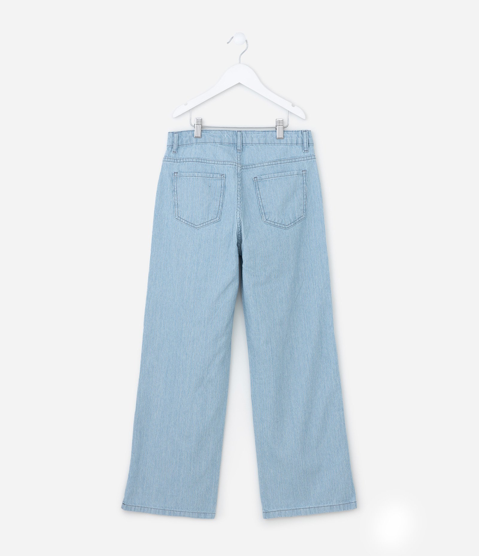 Calça Infantil Reta em Jeans com Estampa Listrada - Tam 5 a 14 Anos Azul 3