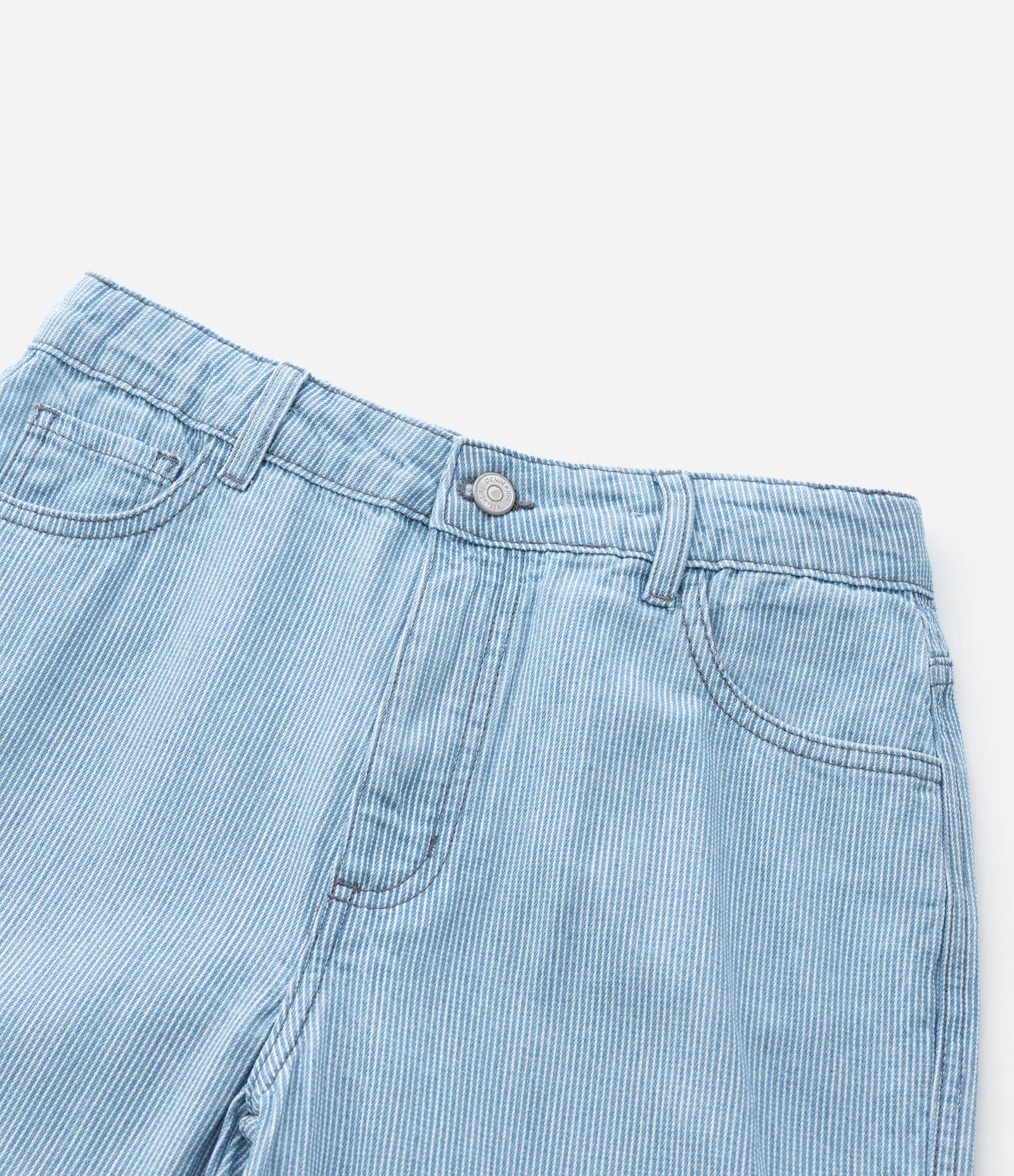 Calça Infantil Reta em Jeans com Estampa Listrada - Tam 5 a 14 Anos Azul 6
