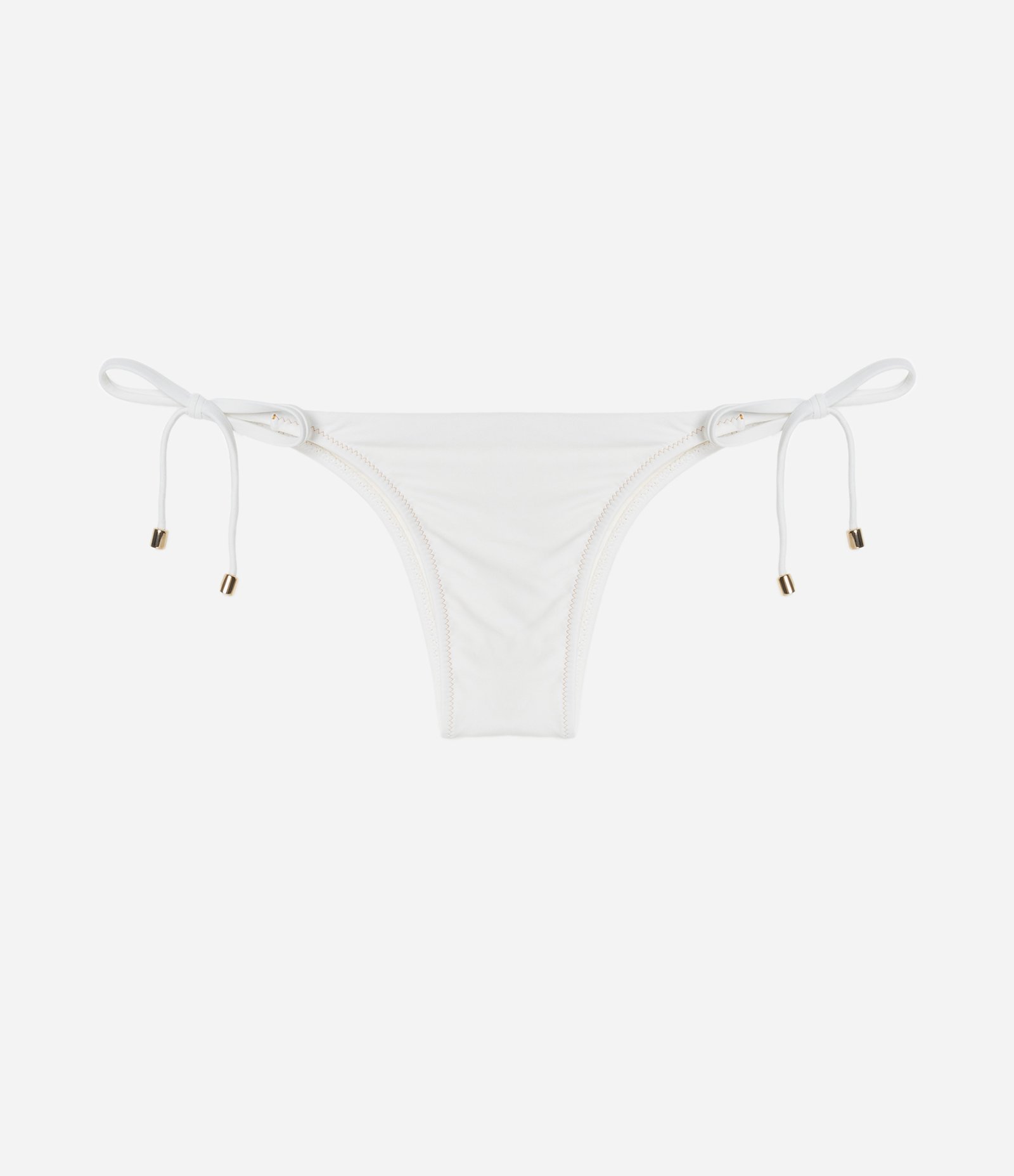 Biquíni Calcinha Lacinho em Microfibra com Pesponto em Fio Metalizado Branco 1