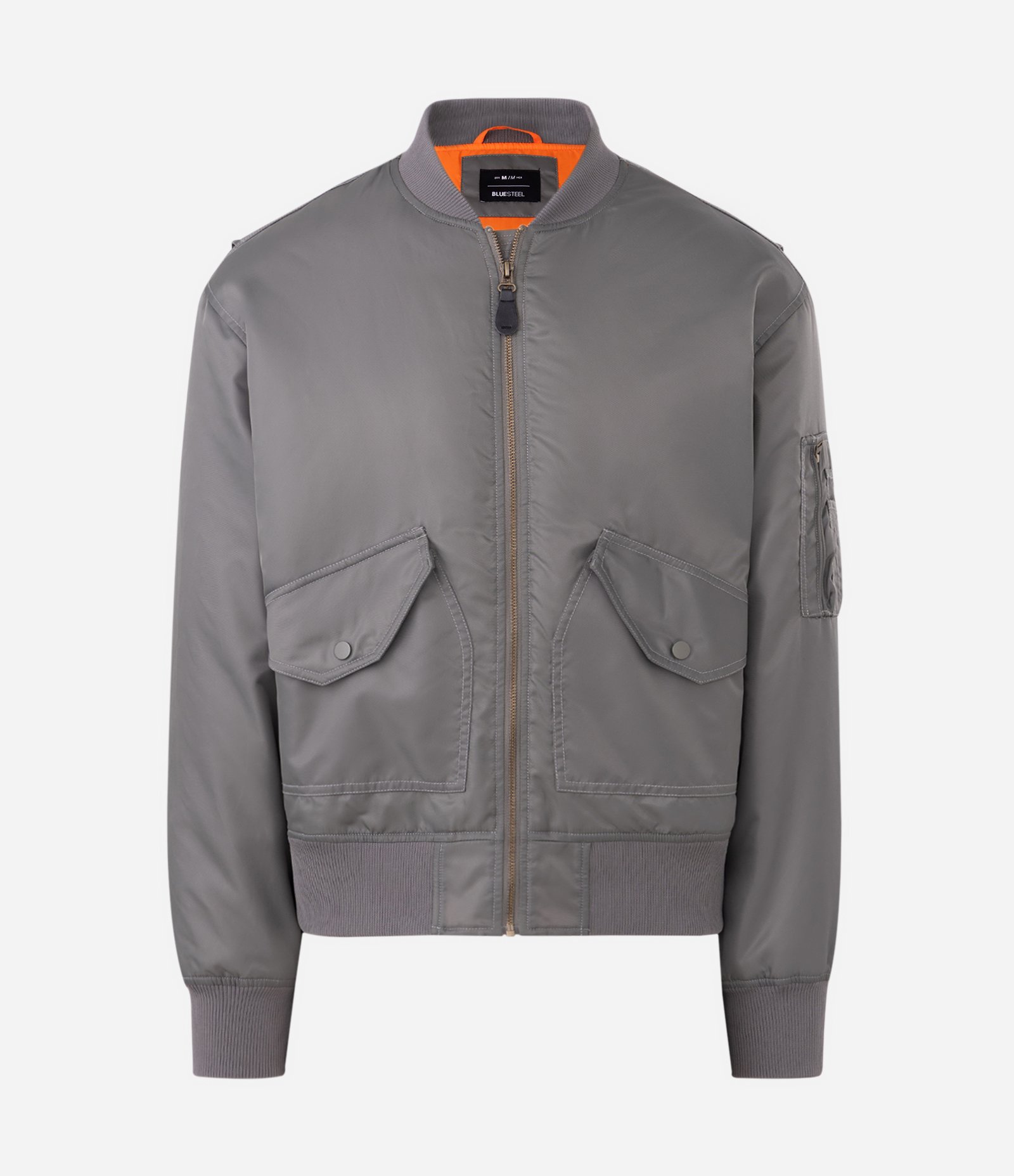 Jaqueta Bomber com Bolsos Frontais Cinza 5