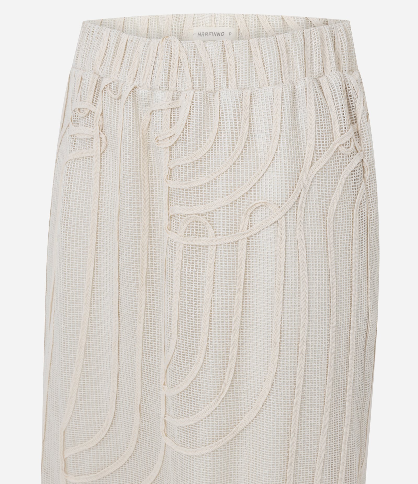 Saia New Midi em Renda com Textura Crochetada Bege Claro 7