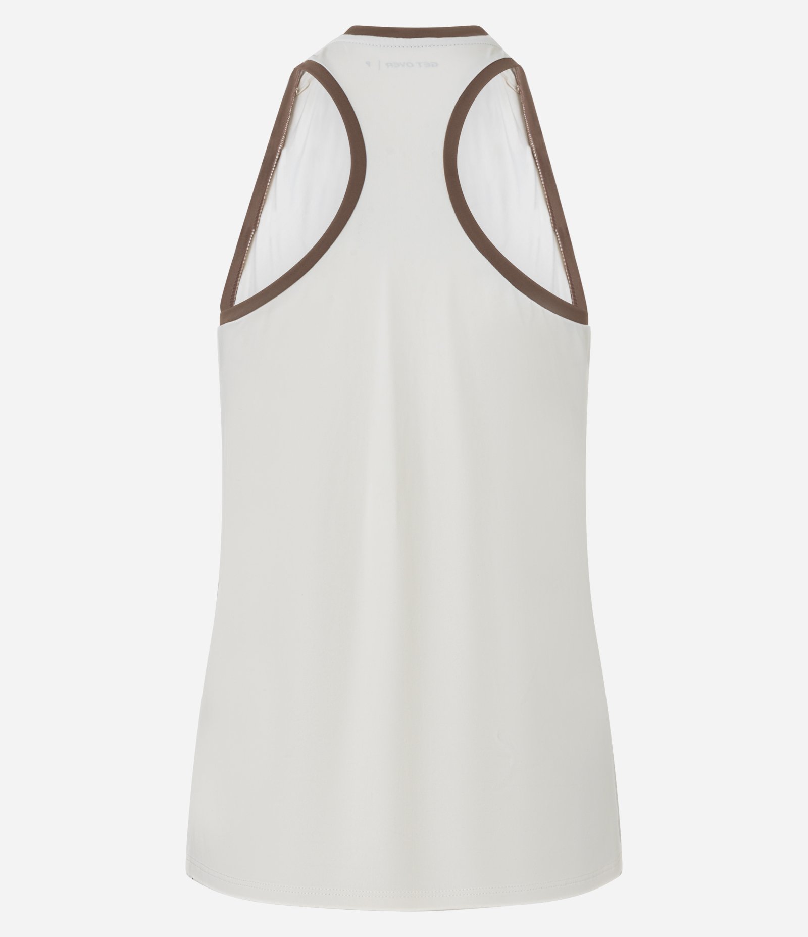 Regata Esportiva em Microfibra com Recorte e Estampa Localizada Branco/Marrom 2