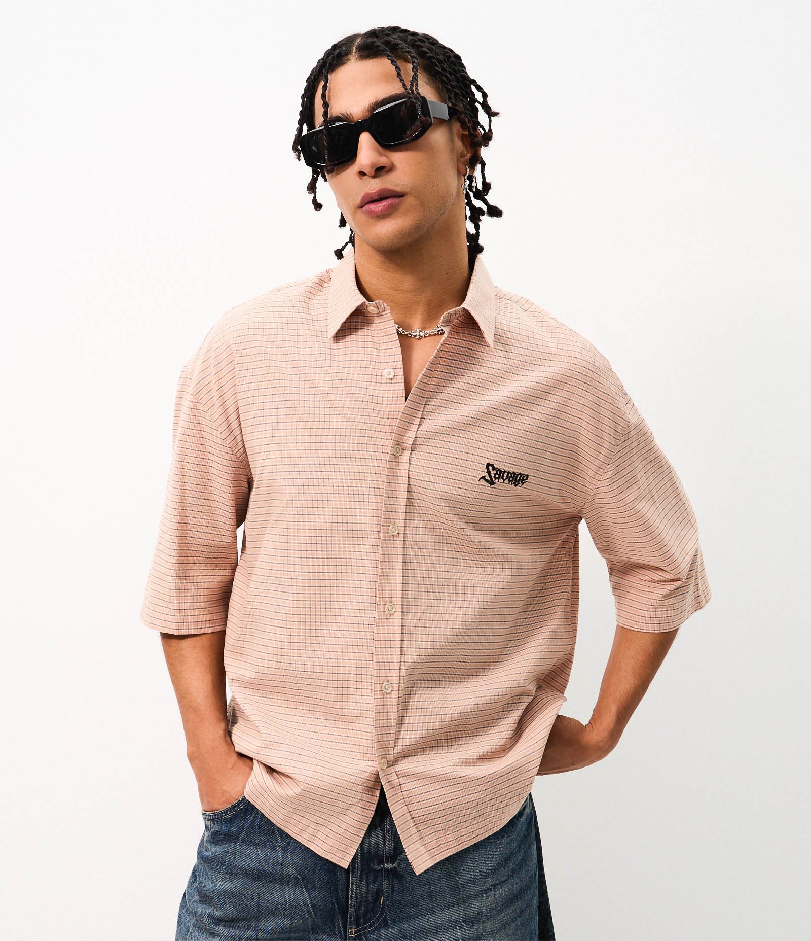 Camisa Manga Curta Xadrez Oversized Amarelo 3