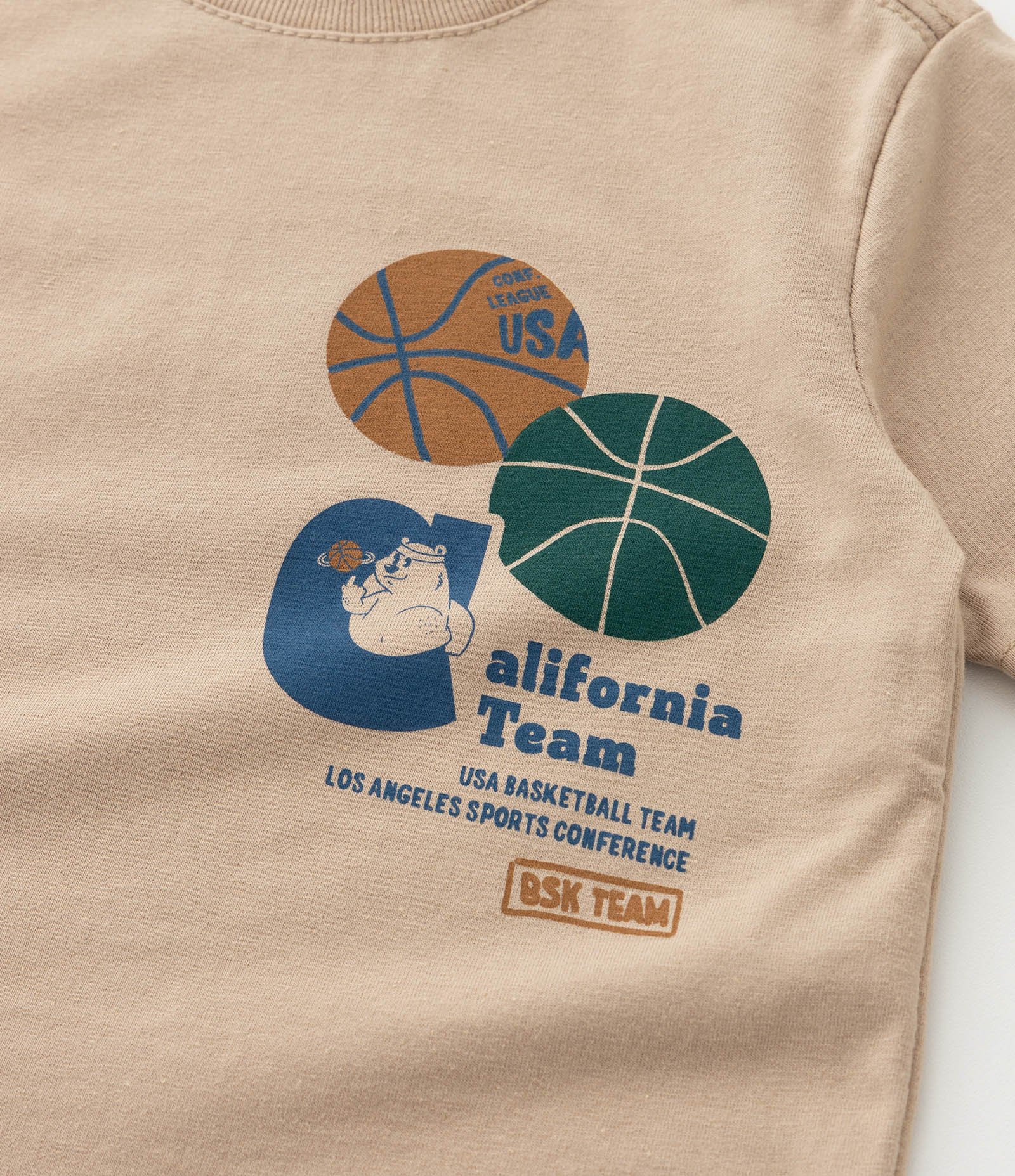 Camiseta Infantil com Estampa de basquete - Tam 1 a 6 Anos Marrom 5