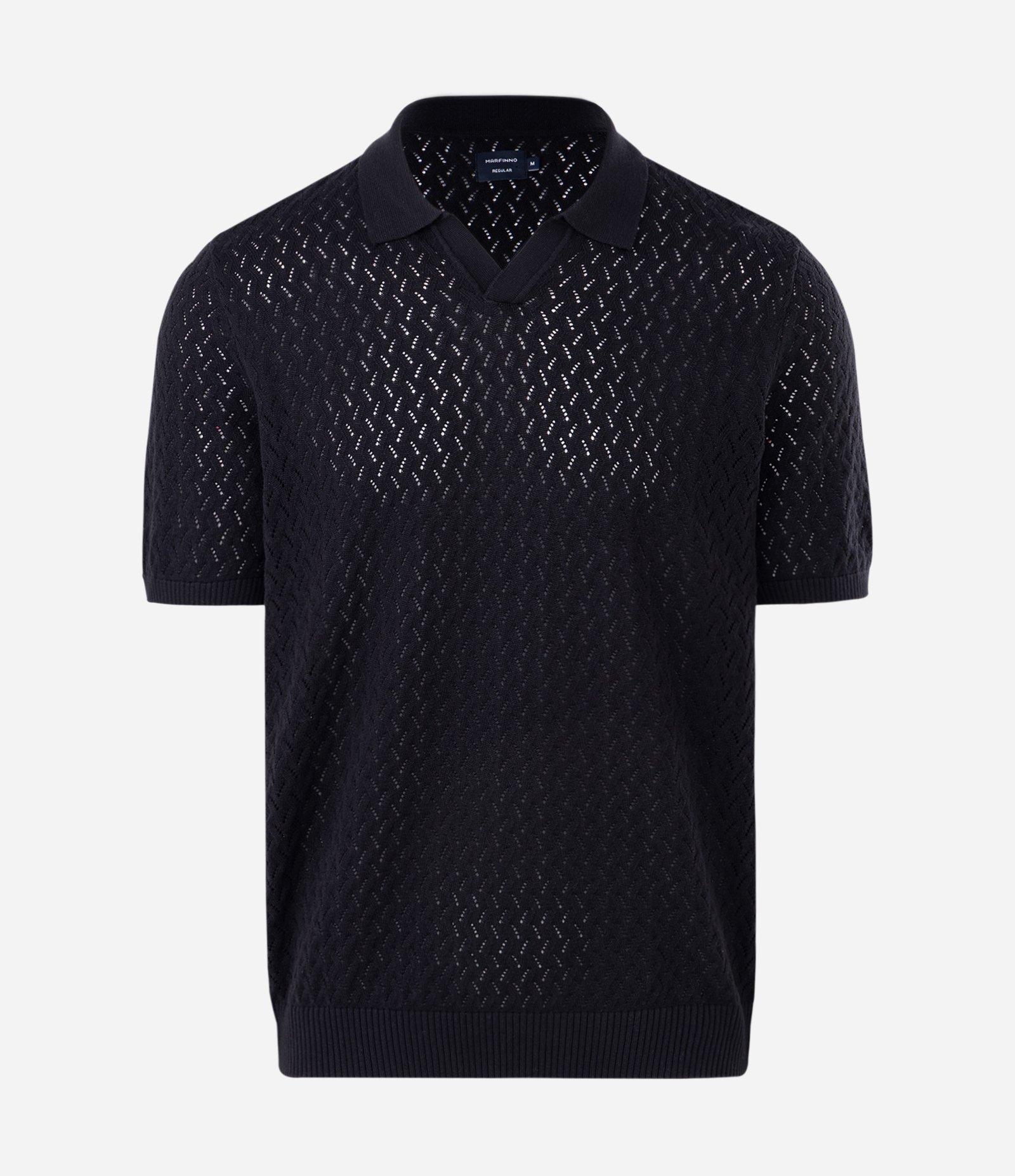 Polo Manga Curta com Texturizado Zig Zag Preto 1