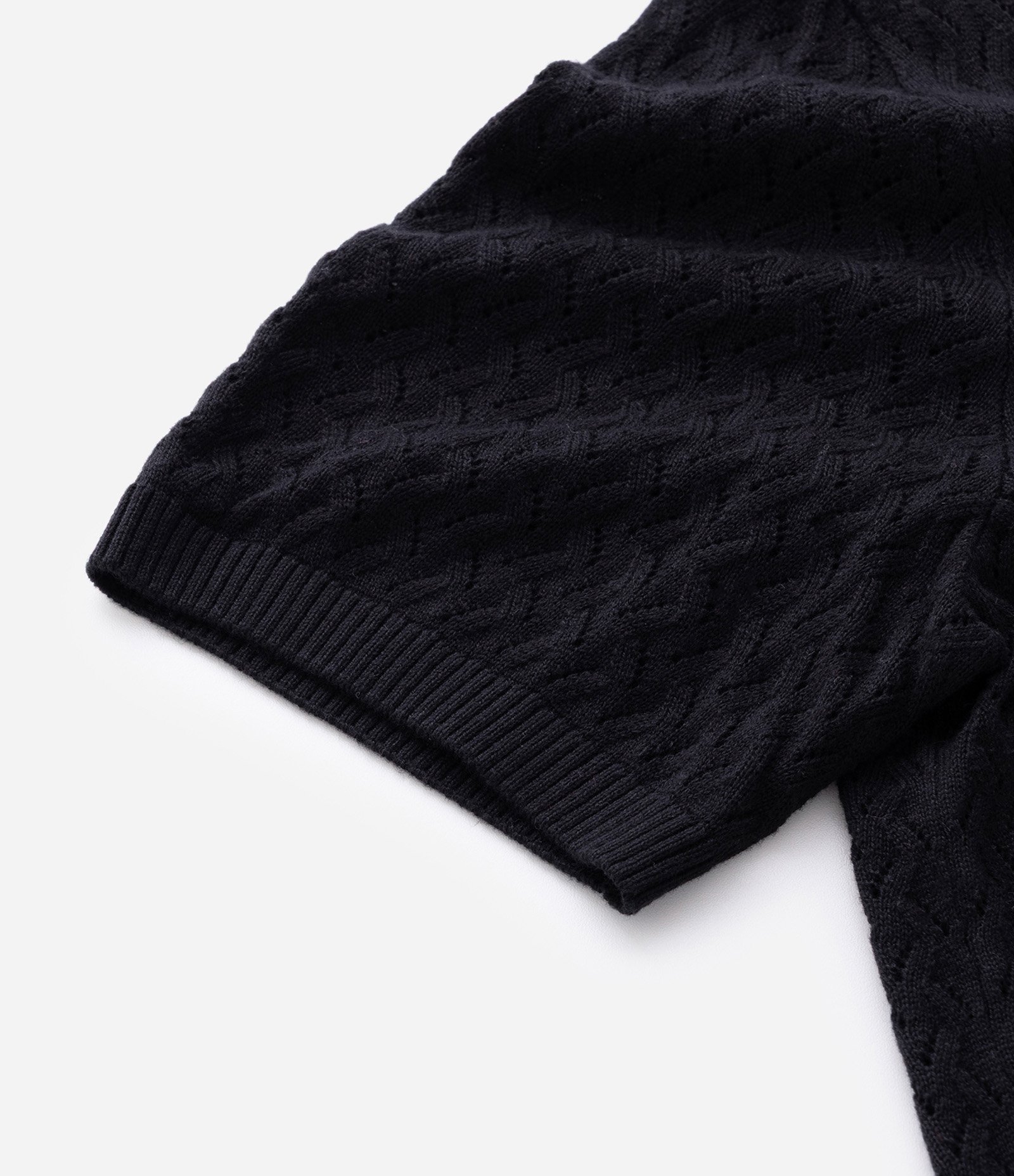 Polo Manga Curta com Texturizado Zig Zag Preto 5