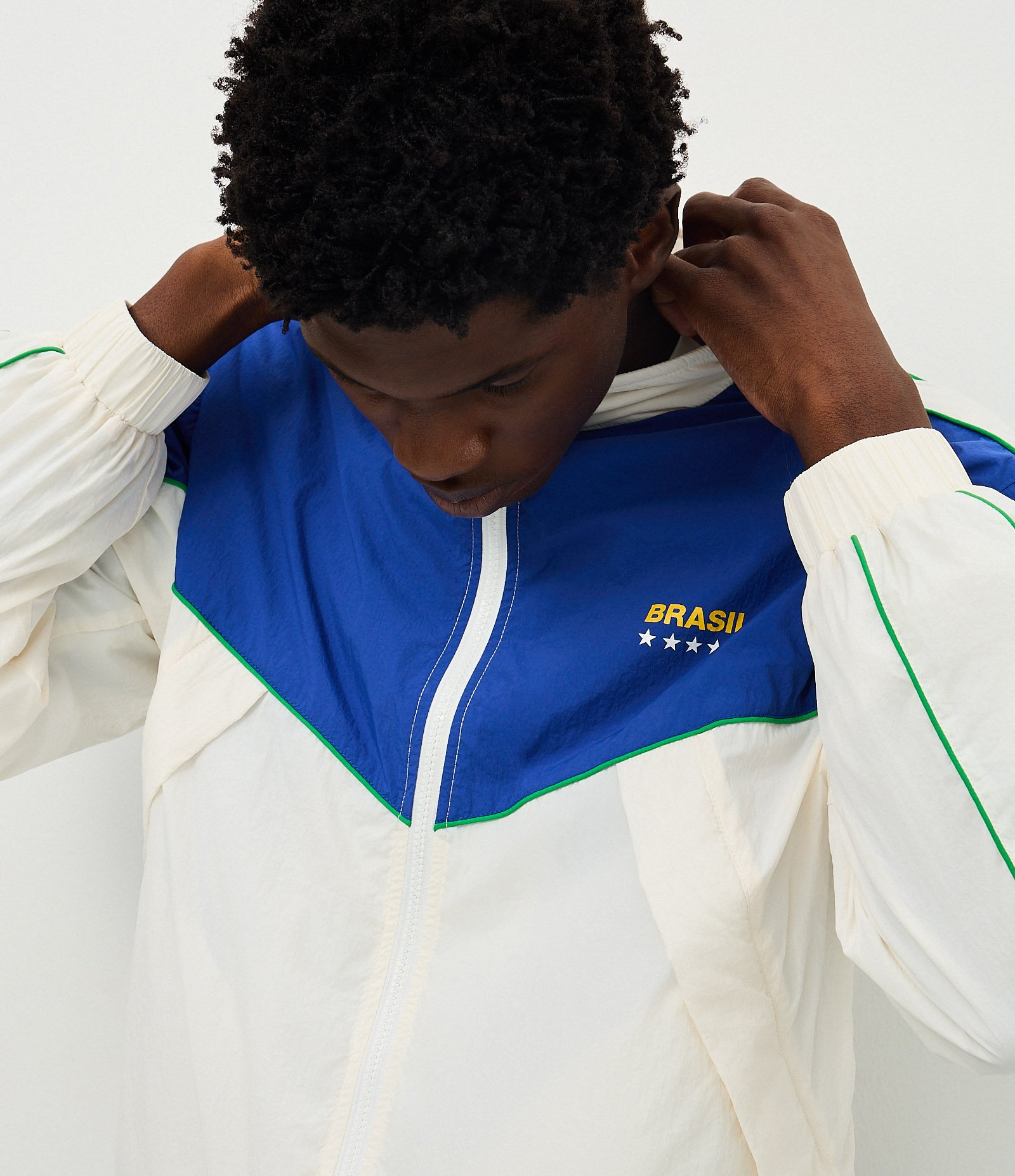 Jaqueta Masculina Esportiva Brasil com Bloco de Cores Branco 2