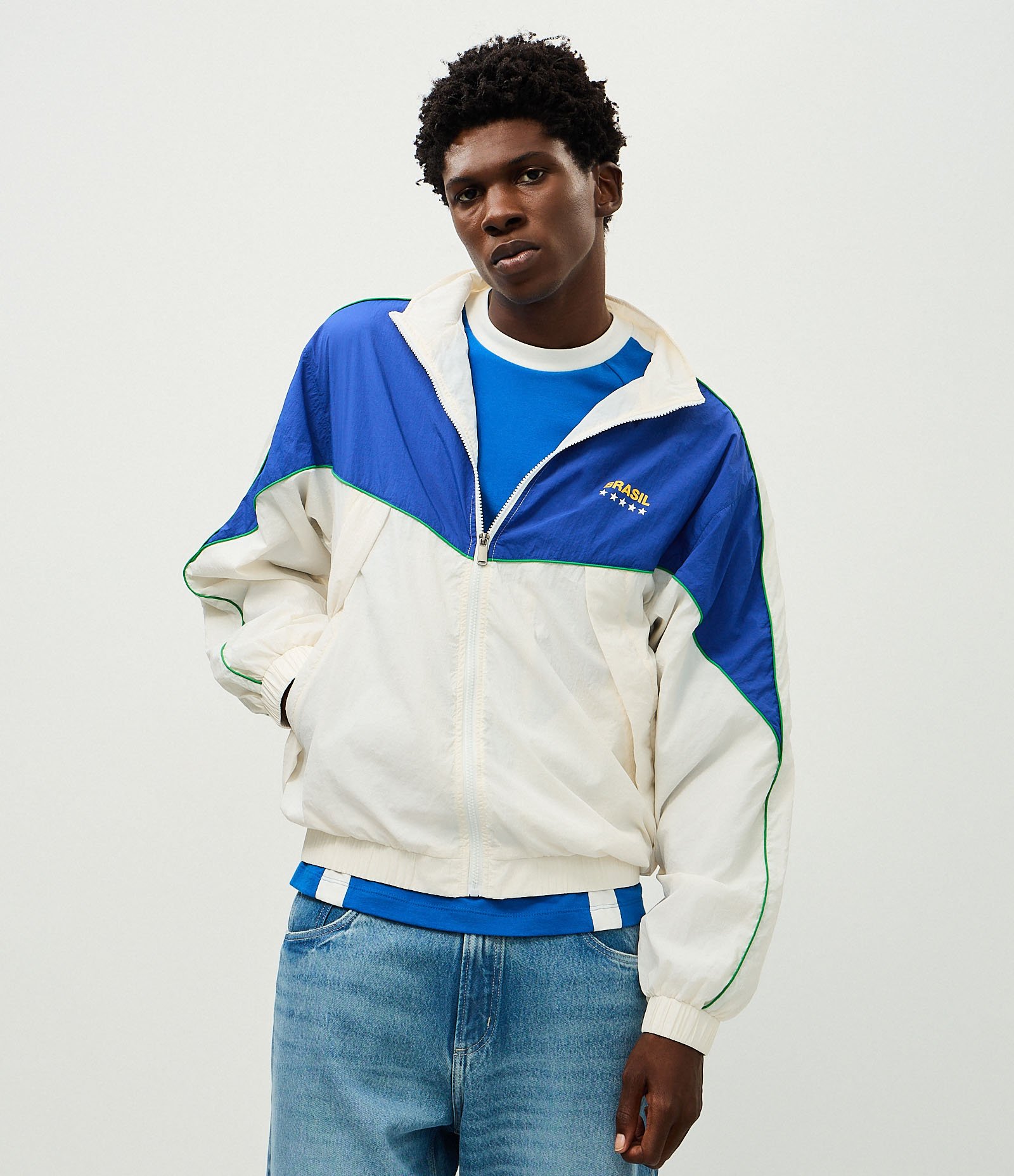Jaqueta Masculina Esportiva Brasil com Bloco de Cores Branco 4