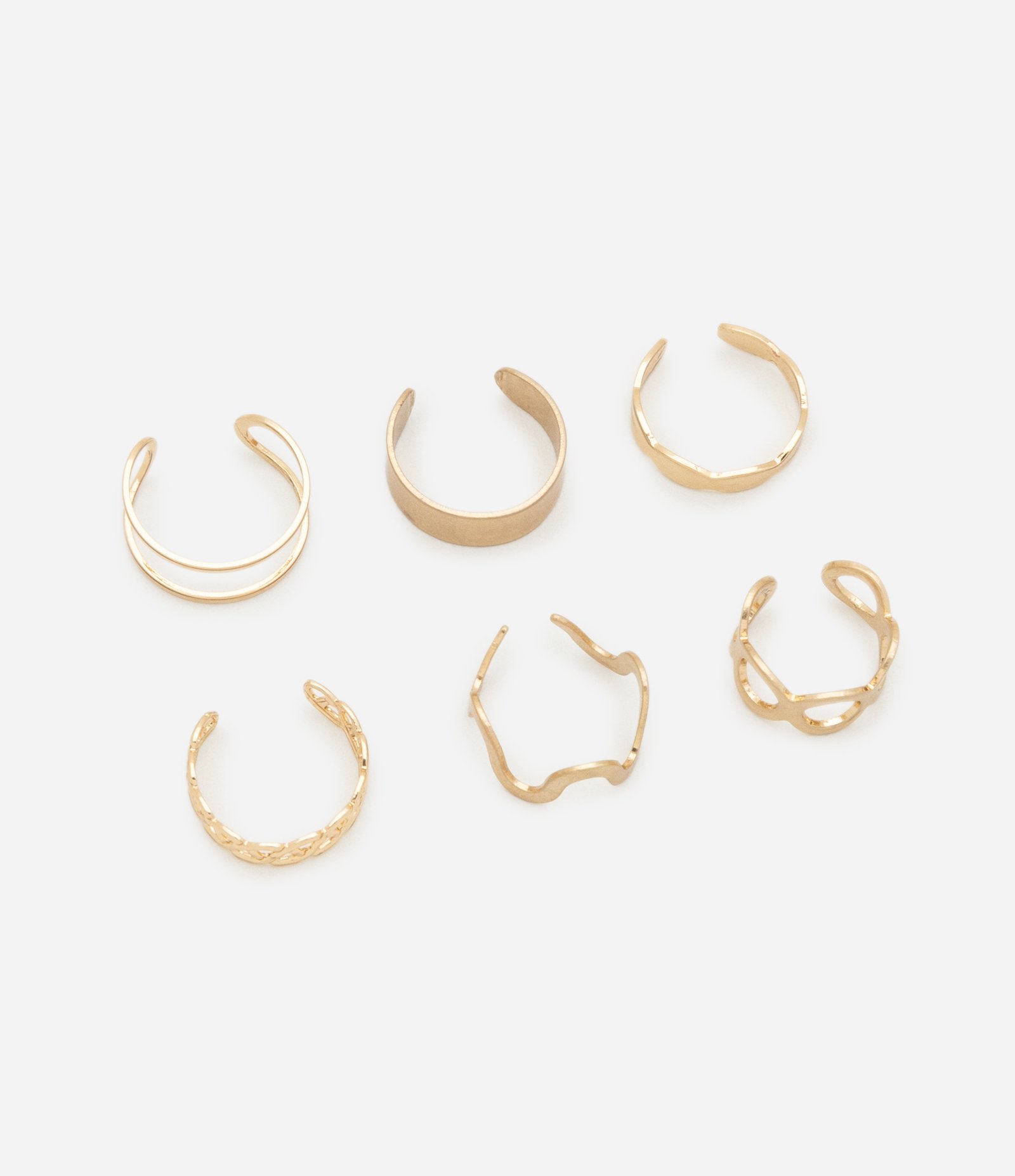 Kit 06 Anéis em Metal Liso com Formatos Diversos Para os Pés Dourado 2