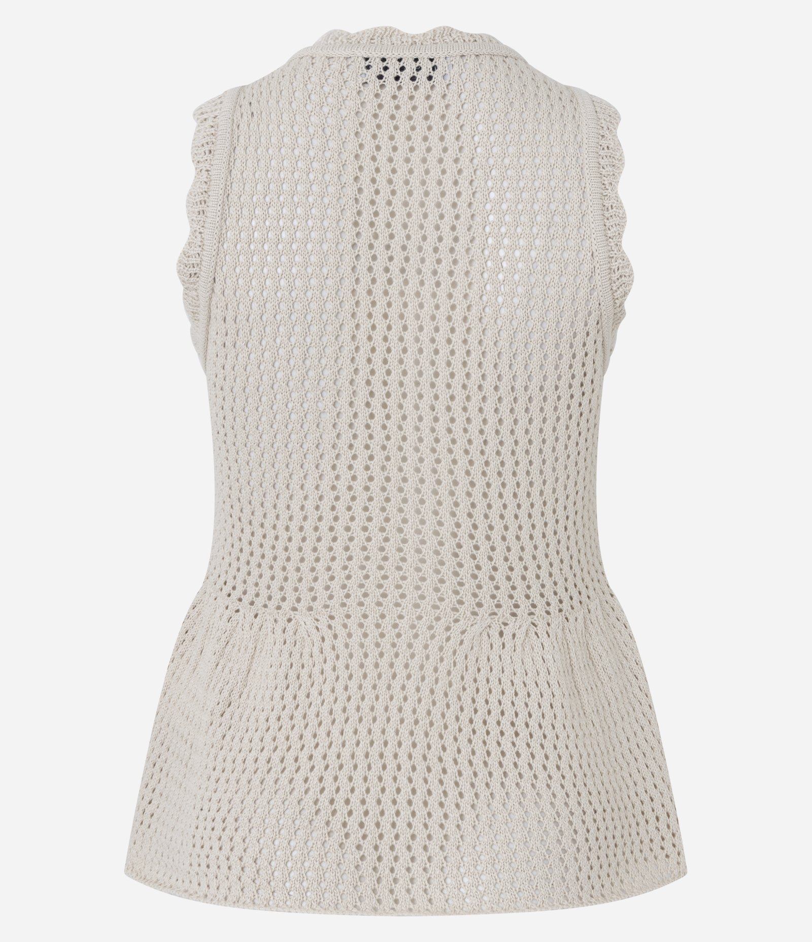 Blusa Peplum em Tricô com Cavas Onduladas Bege 8