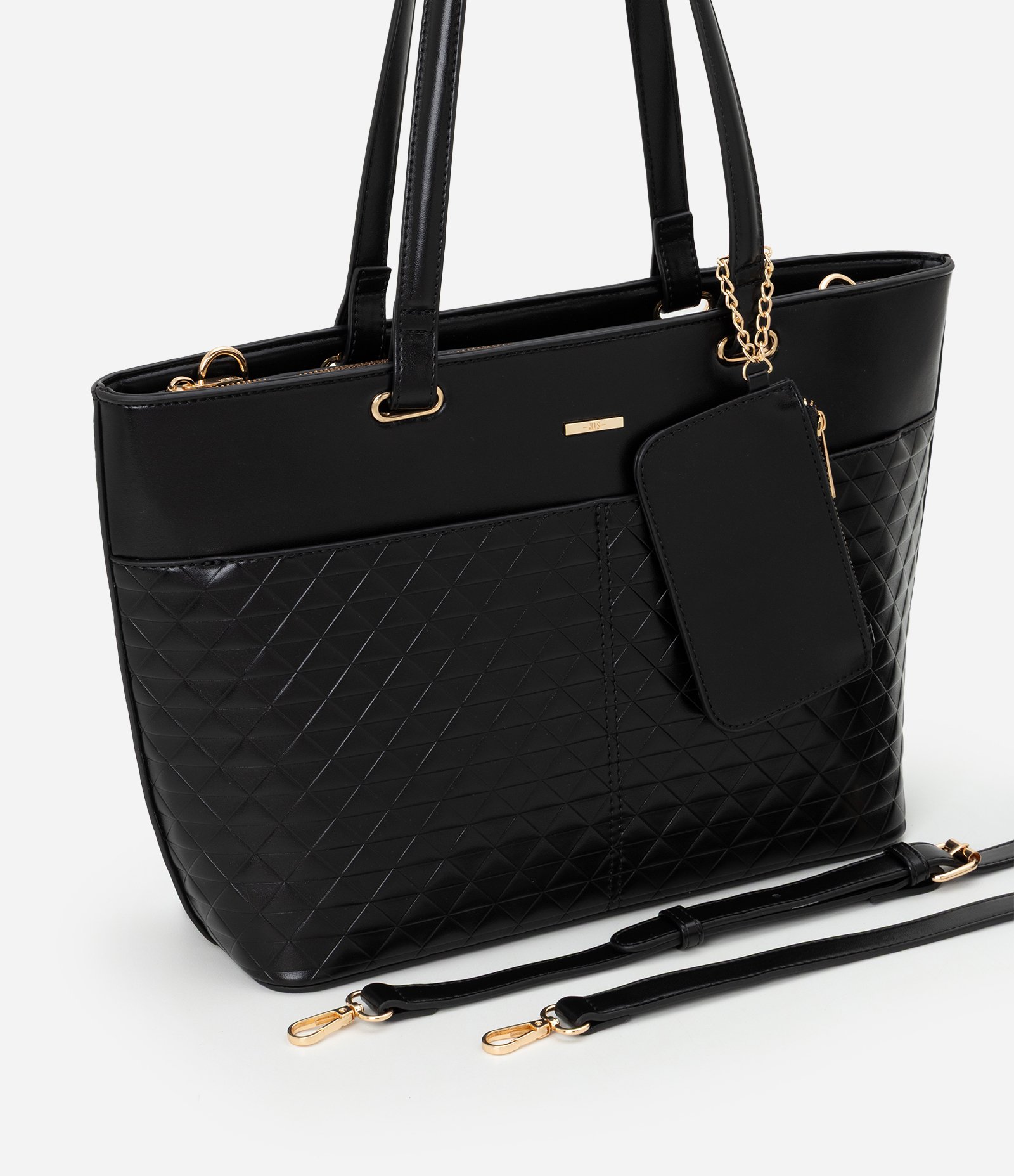 Bolsa Shopper Grande em PVC com Carteira Preto 8