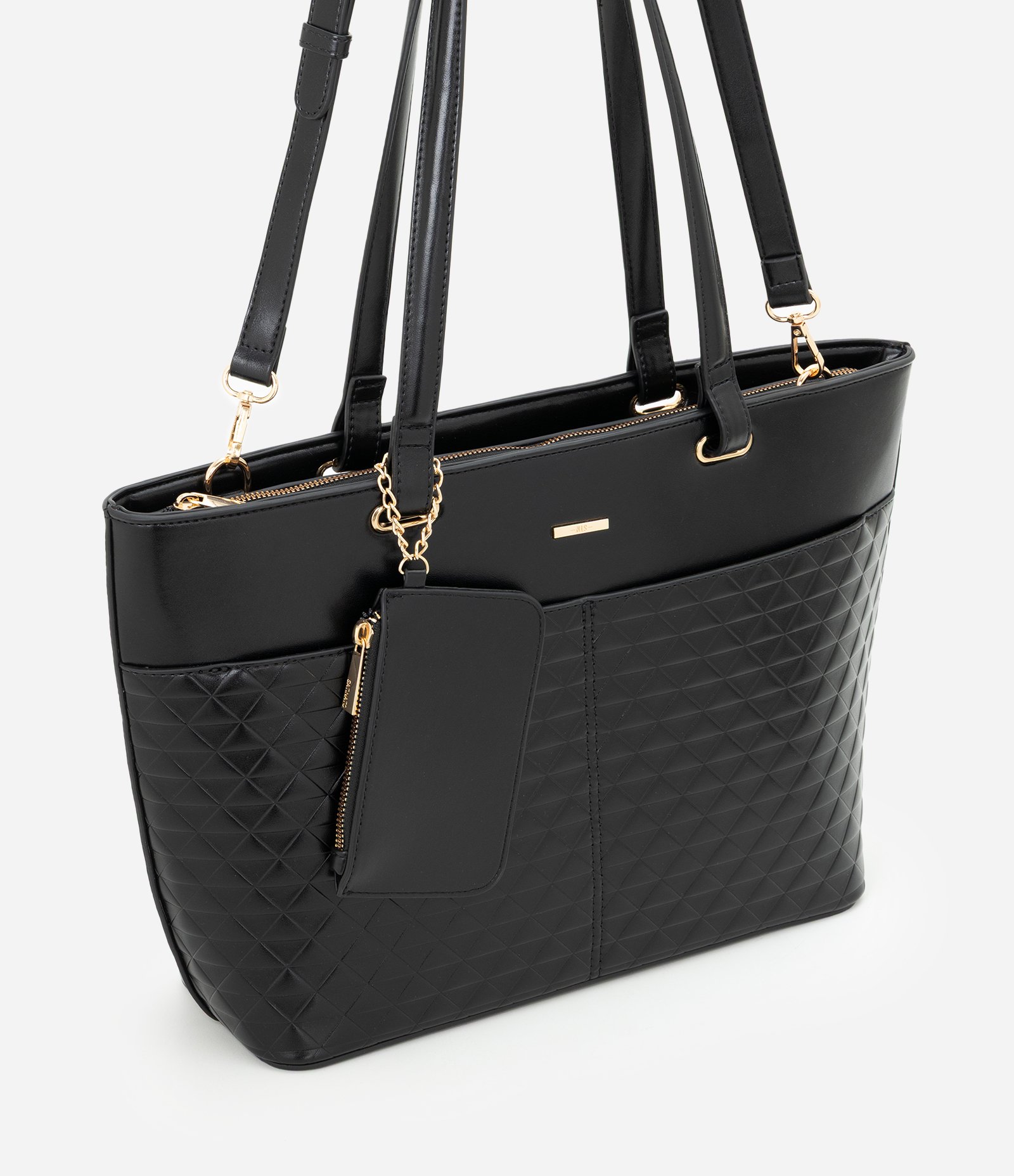 Bolsa Shopper Grande em PVC com Carteira Preto 1