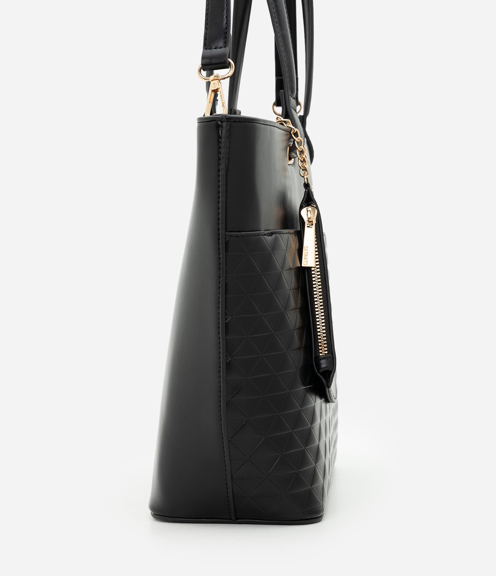 Bolsa Shopper Grande em PVC com Carteira Preto 2