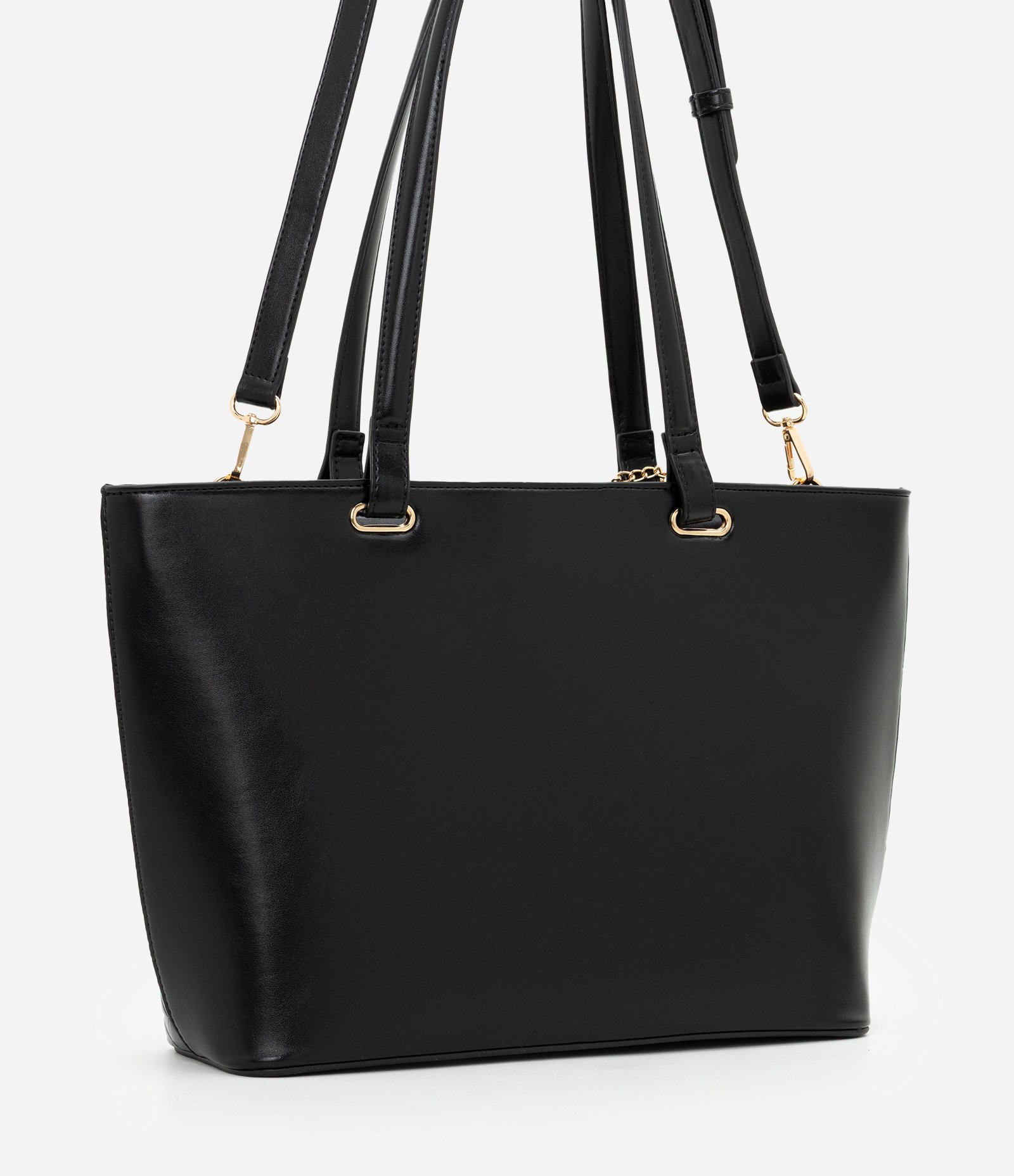 Bolsa Shopper Grande em PVC com Carteira Preto 3