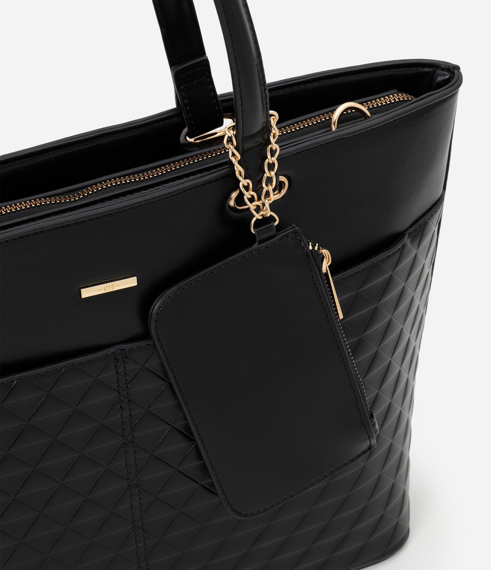 Bolsa Shopper Grande em PVC com Carteira Preto 4
