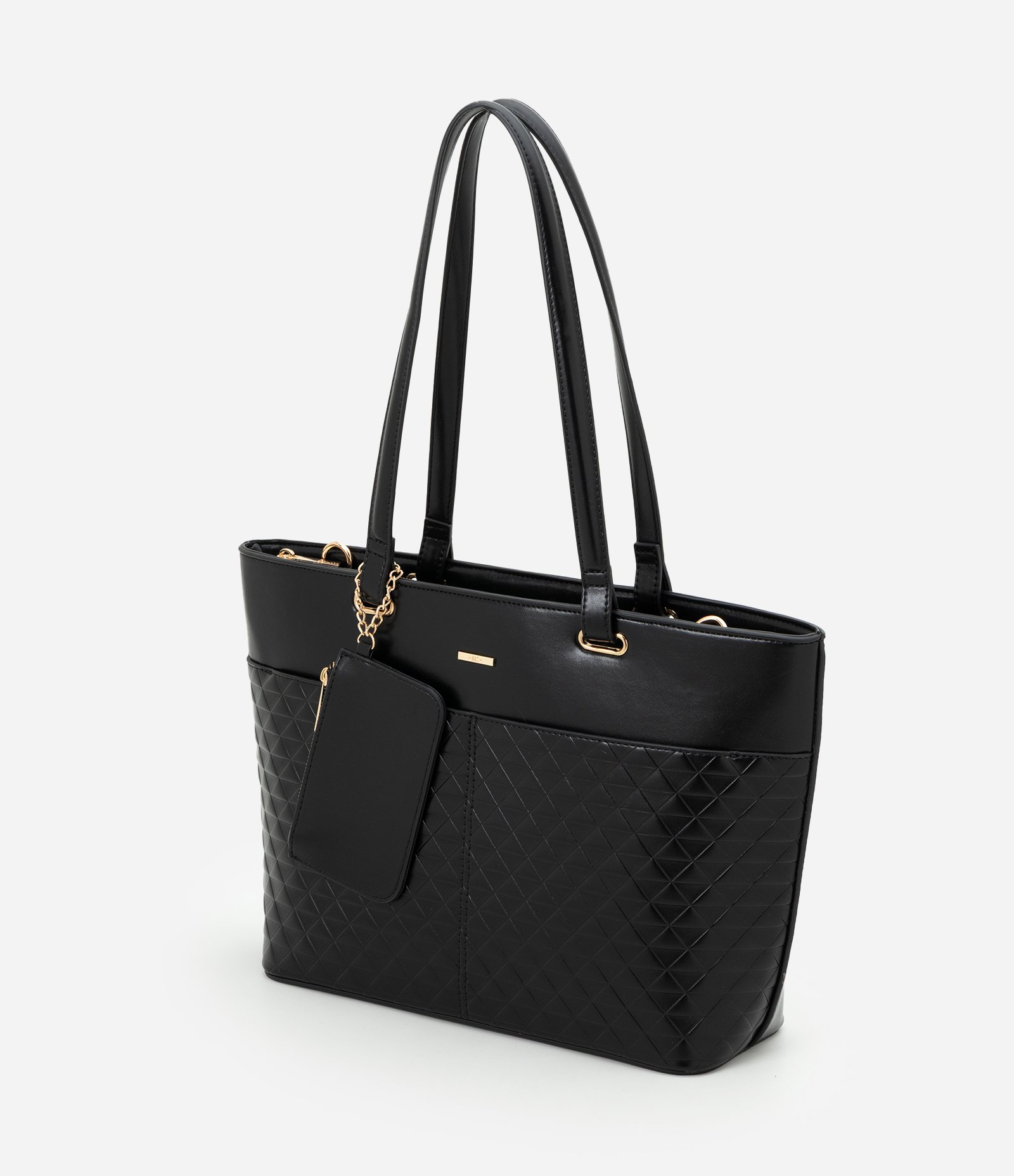 Bolsa Shopper Grande em PVC com Carteira Preto 5