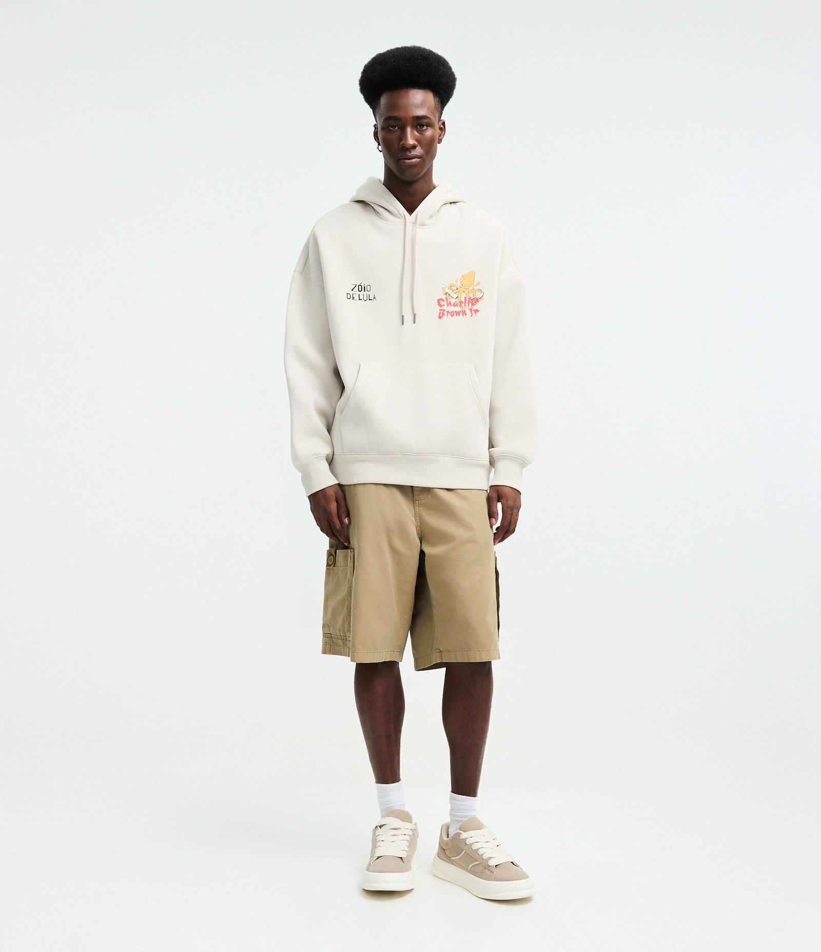 Blusão em Moletom com Capuz e Estampa Charlie Brown Jr. Off White 2