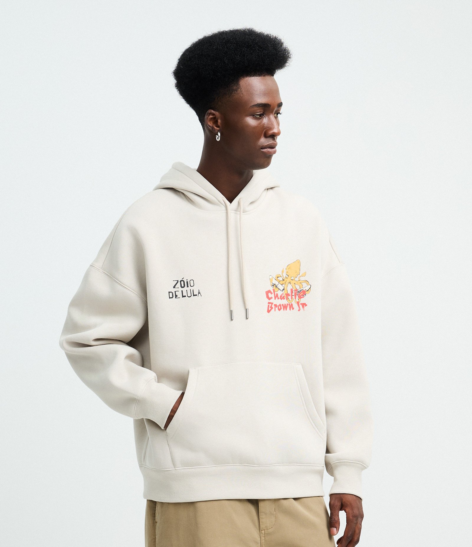 Blusão em Moletom com Capuz e Estampa Charlie Brown Jr. Off White 3