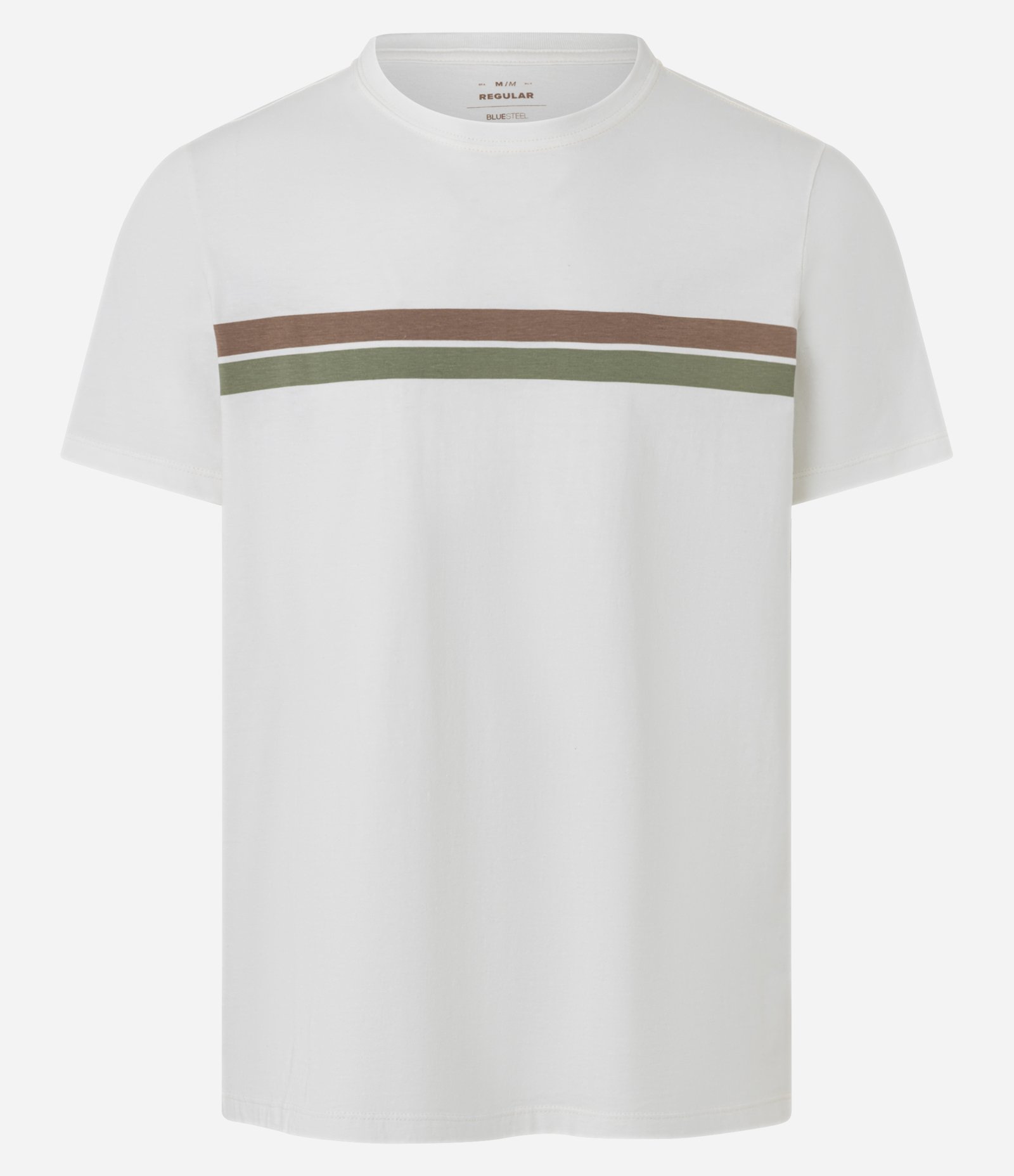 Camiseta Regular em Algodão com Listras Branco 5