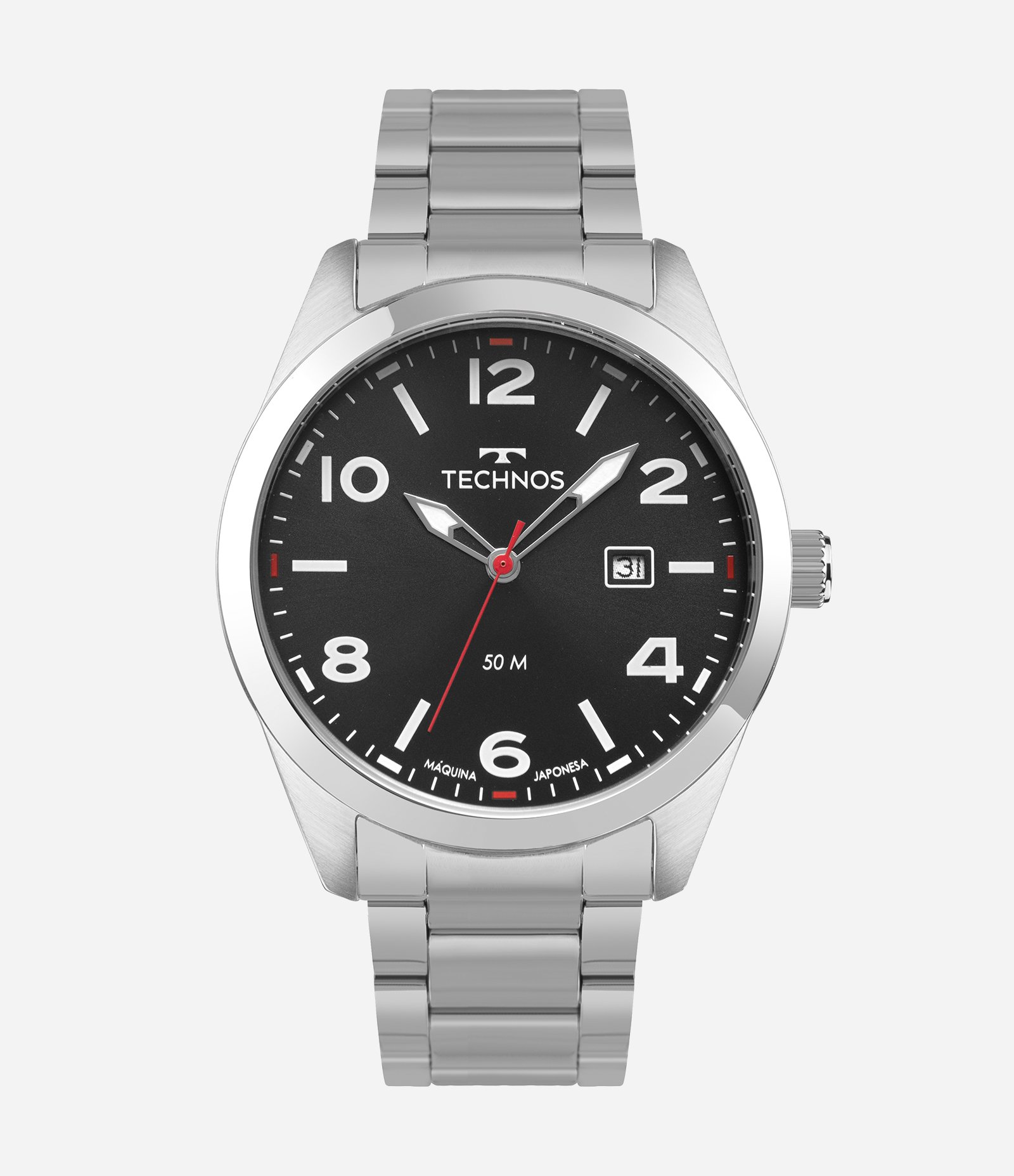 Relógio Analógico Aço Masculino Technos Prata 1