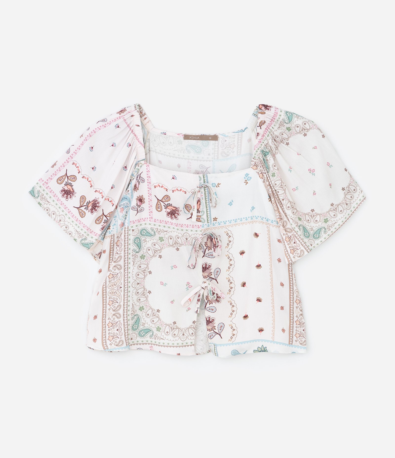 Blusa em Chalis com Estampa Paisley e Manga Sino Curve & Plus Size Multicores 4