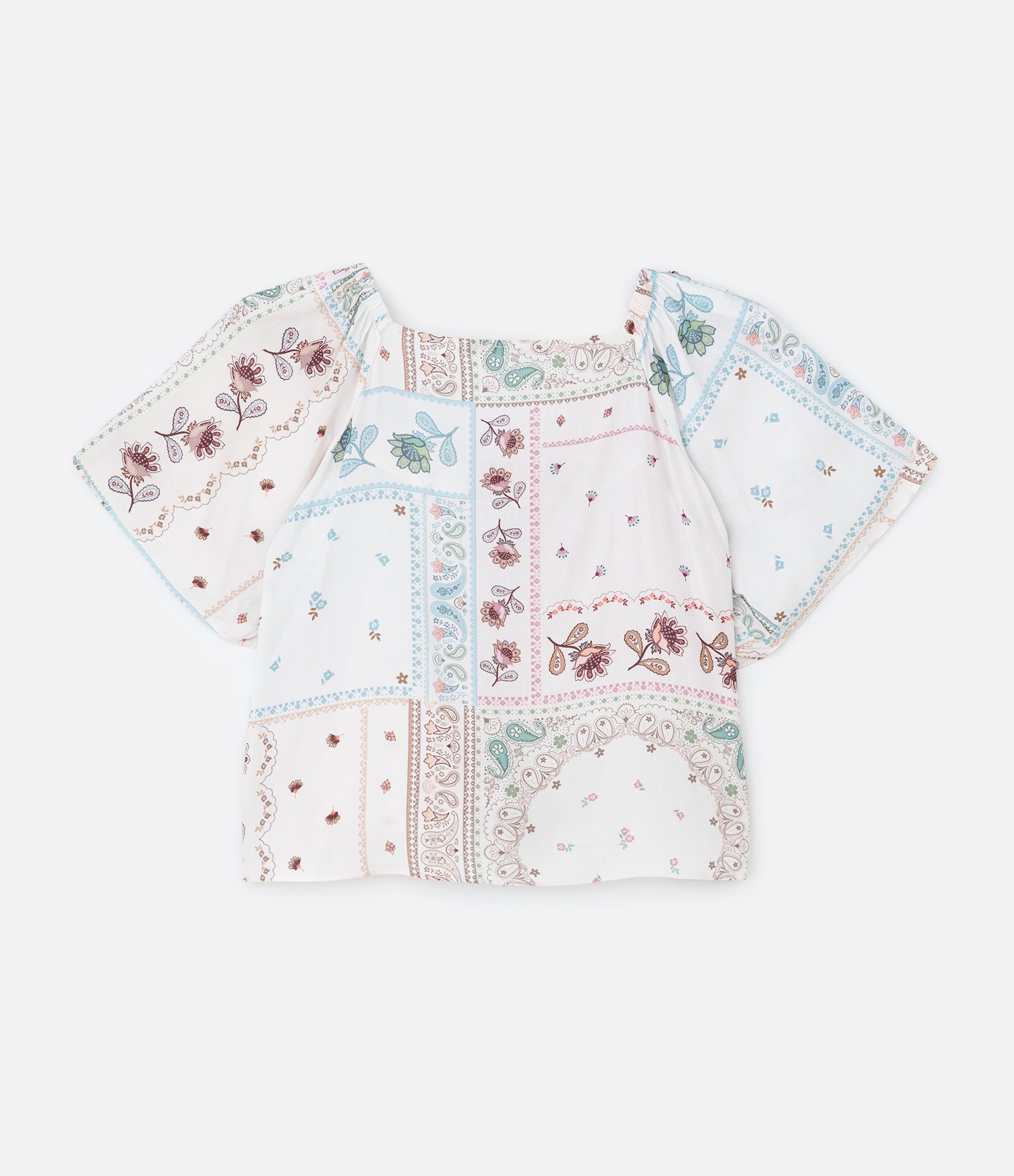 Blusa em Chalis com Estampa Paisley e Manga Sino Curve & Plus Size Multicores 5