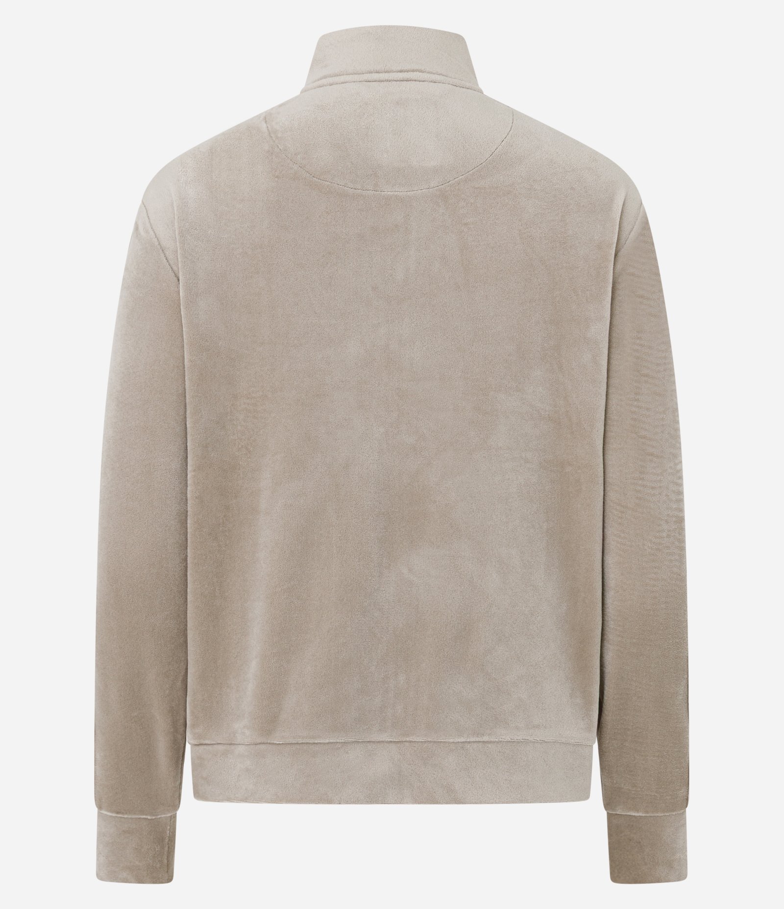 Jaqueta Esportiva em Plush com Gola Alta e Zíper Bege 7