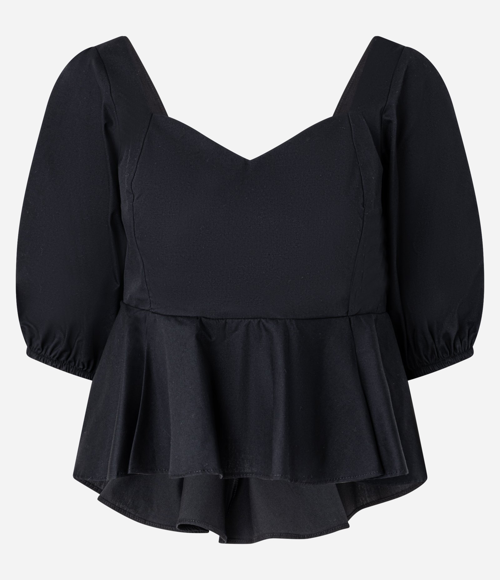 Blusa Peplum em Tricoline com Lastex nas Costas Preto 6