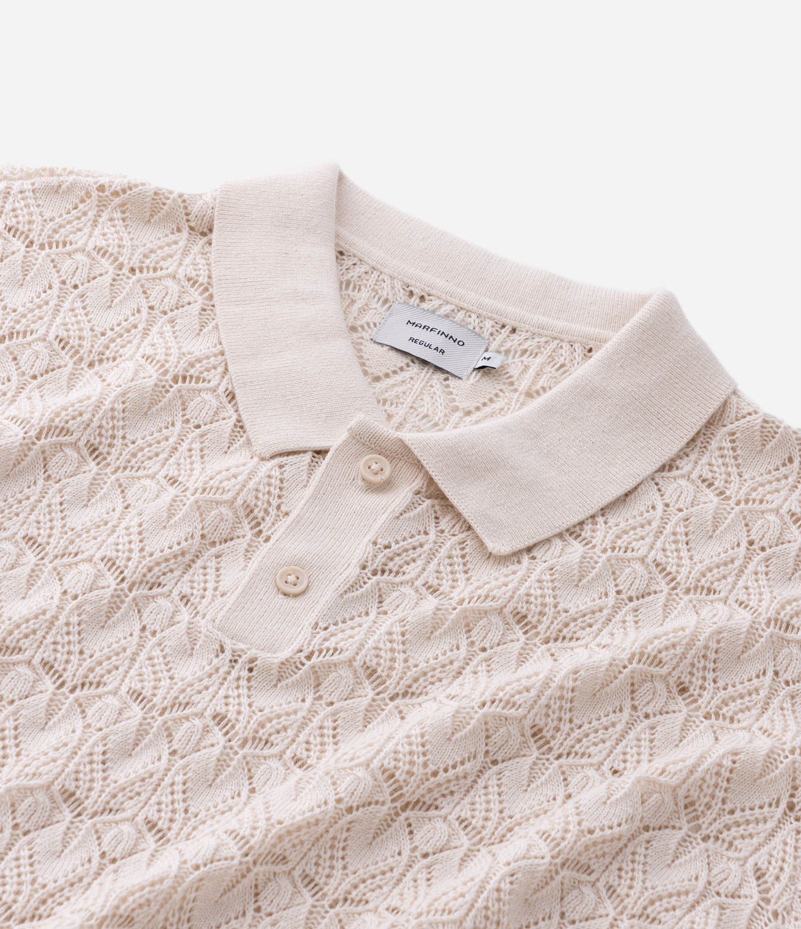 Camisa Polo em Algodão com Textura Off White 8