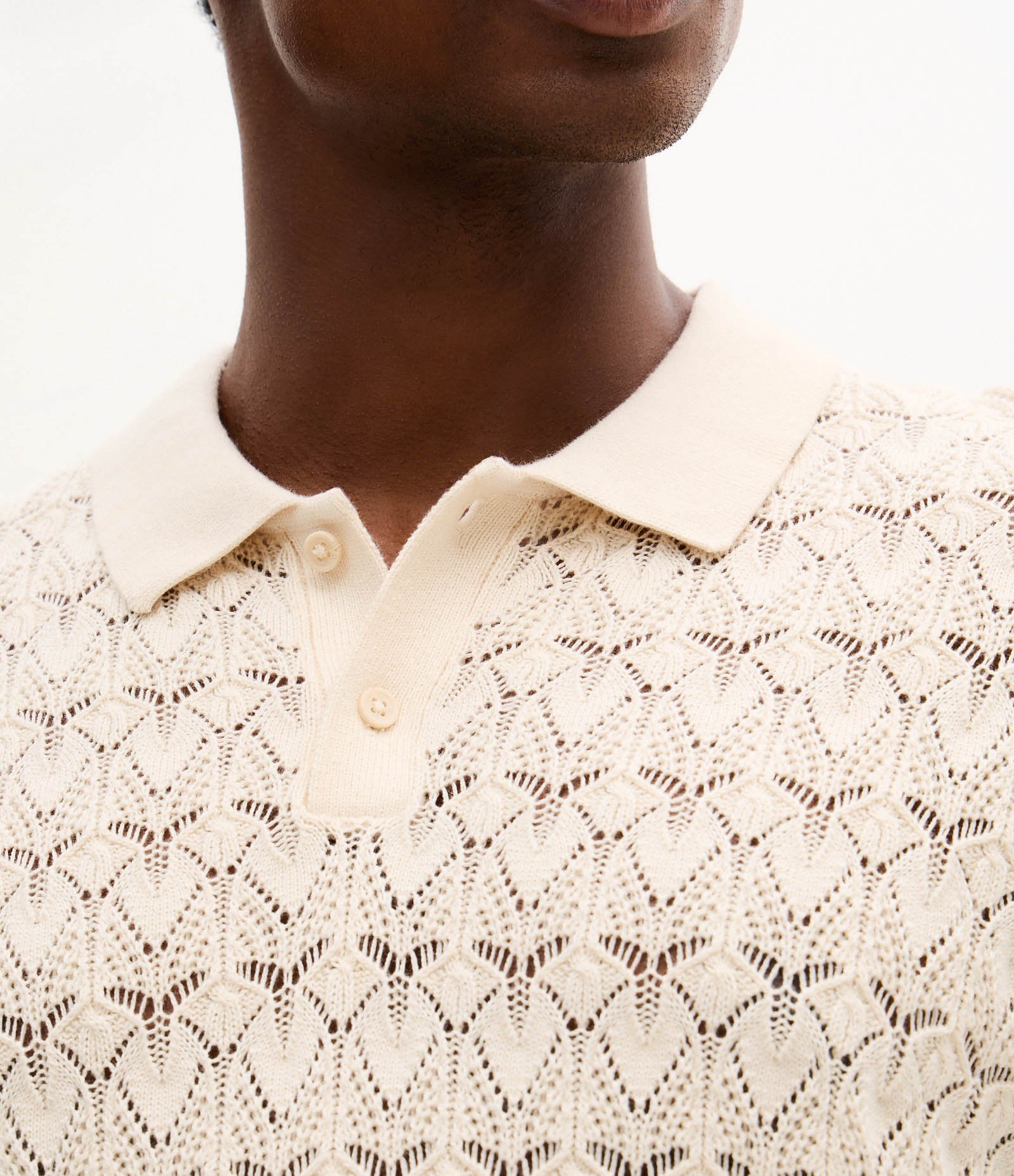 Camisa Polo em Algodão com Textura Off White 3