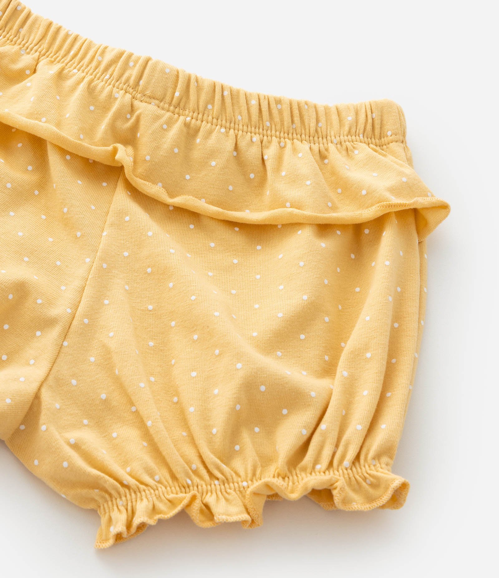 Conjunto Infantil Bata e Short com Estampa Poá – Tam 0 a 18 Meses Amarelo 8