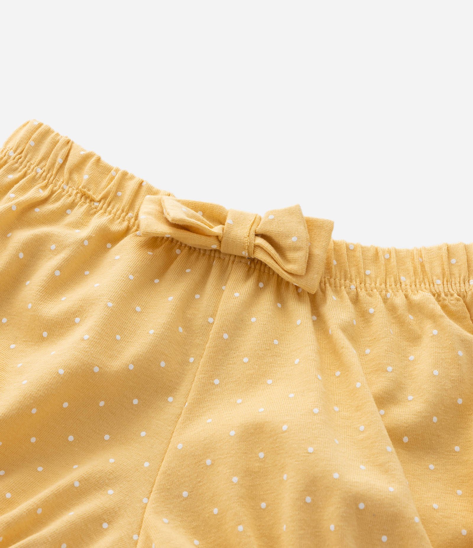 Conjunto Infantil Bata e Short com Estampa Poá – Tam 0 a 18 Meses Amarelo 9