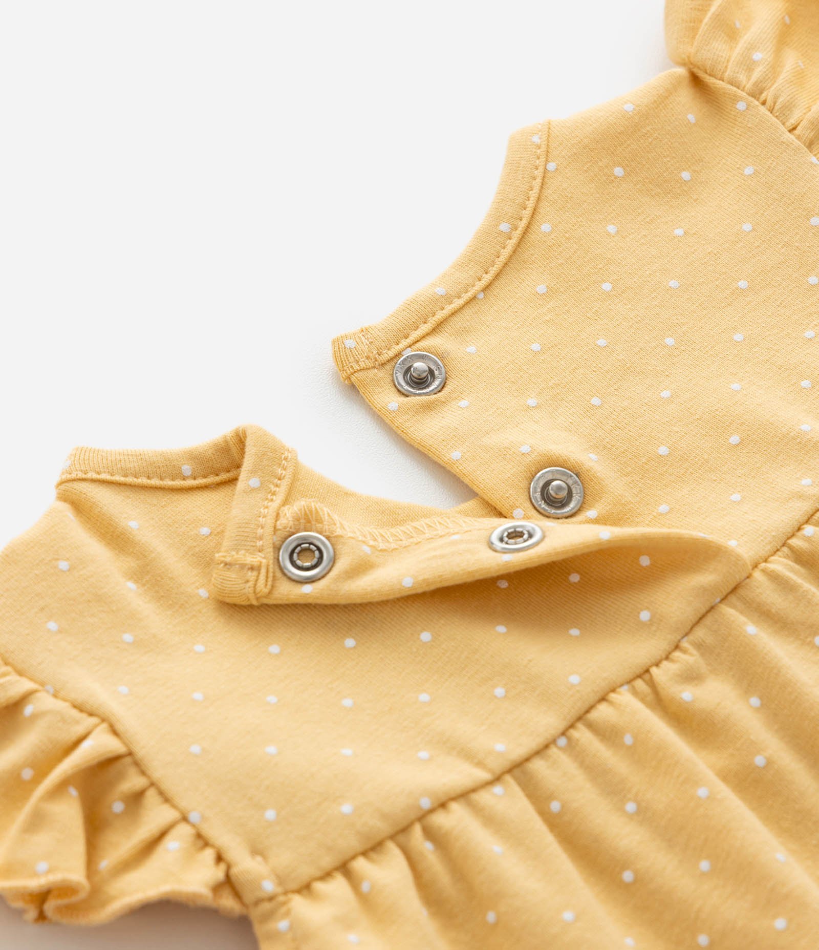 Conjunto Infantil Bata e Short com Estampa Poá – Tam 0 a 18 Meses Amarelo 10