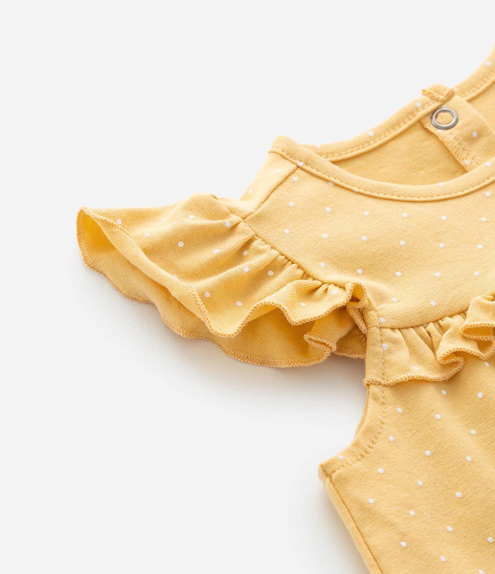 Conjunto Infantil Bata e Short com Estampa Poá – Tam 0 a 18 Meses Amarelo 11