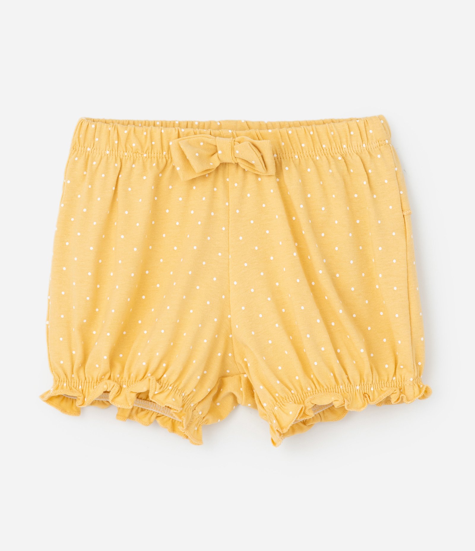 Conjunto Infantil Bata e Short com Estampa Poá – Tam 0 a 18 Meses Amarelo 4