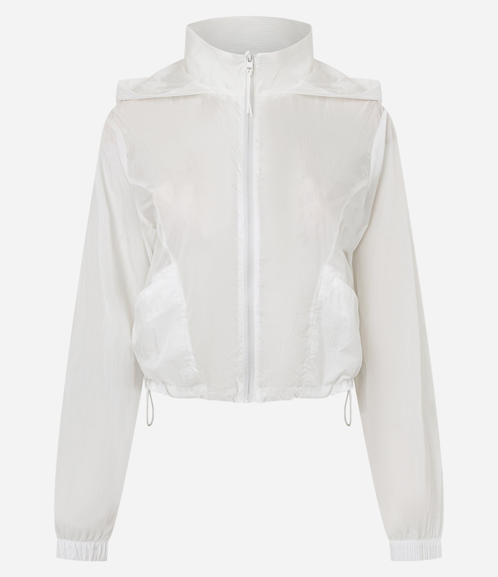 Jaqueta Corta Vento Cropped Esportiva com Saquinho Off White 1
