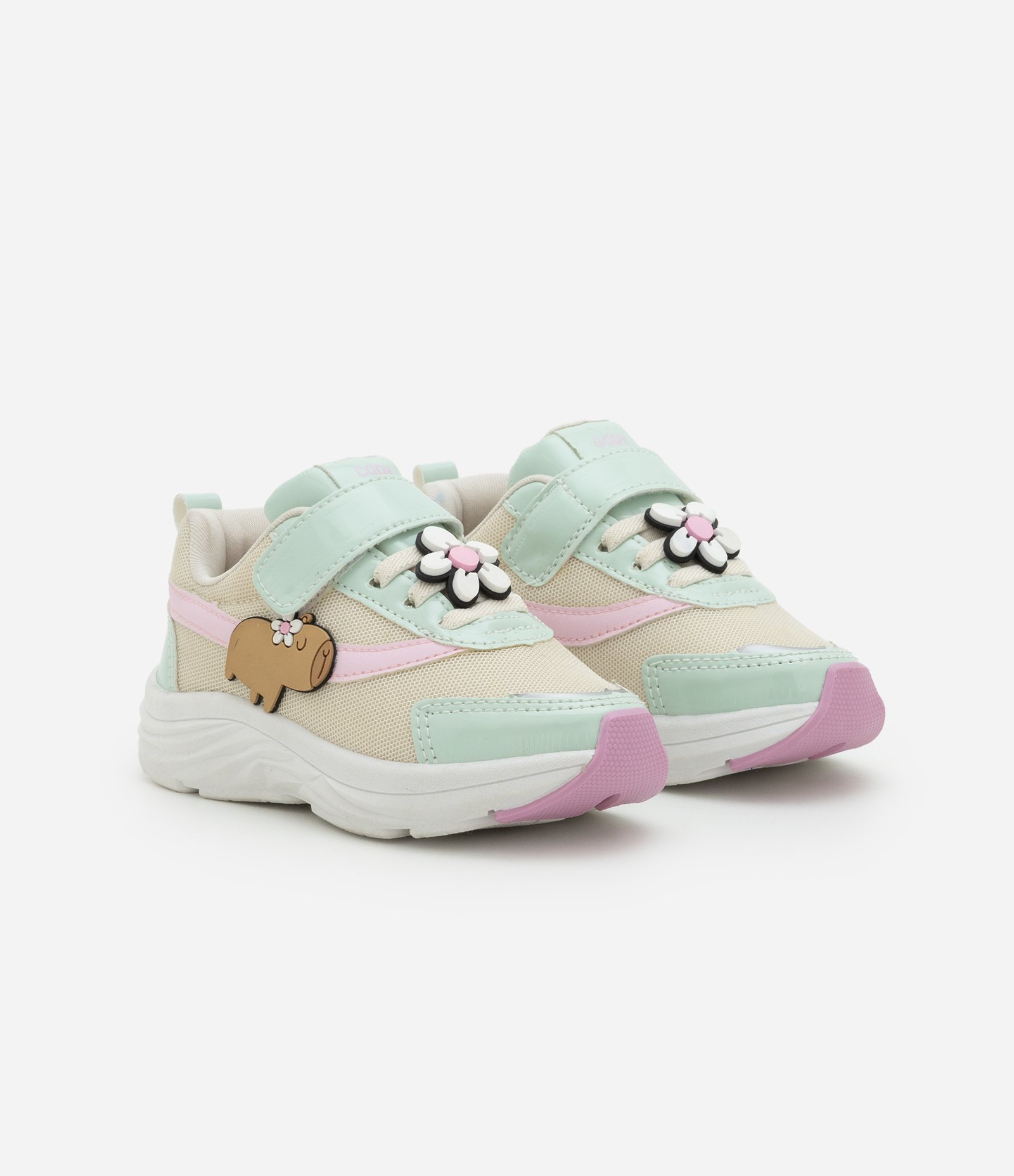 Tênis Infantil Esportivo em PU Capivara - Tam 20 ao 28 Off White 1