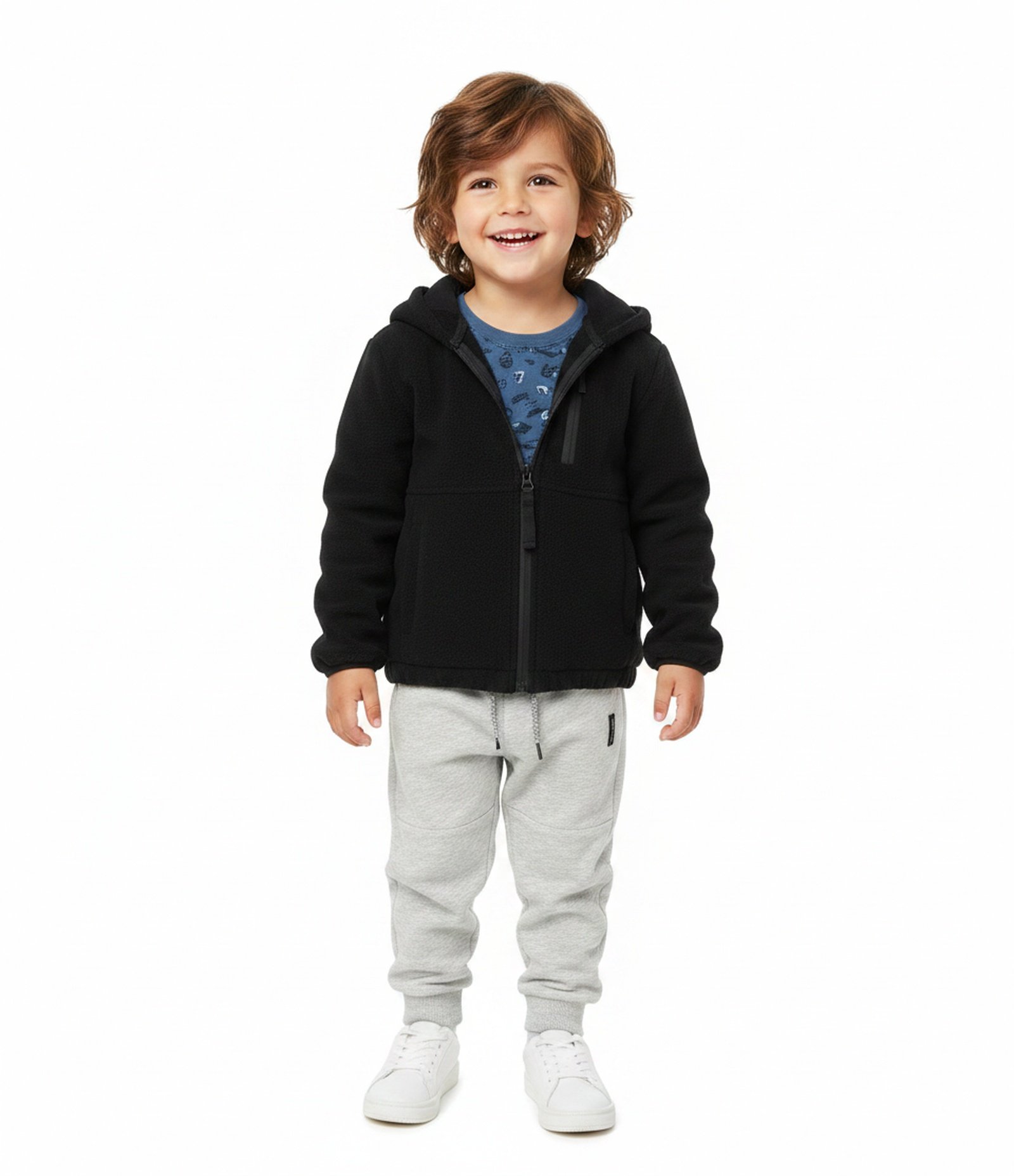 Jaqueta Infantil com Capuz e Zíper – Tam 1 a 6 Anos Preto 1