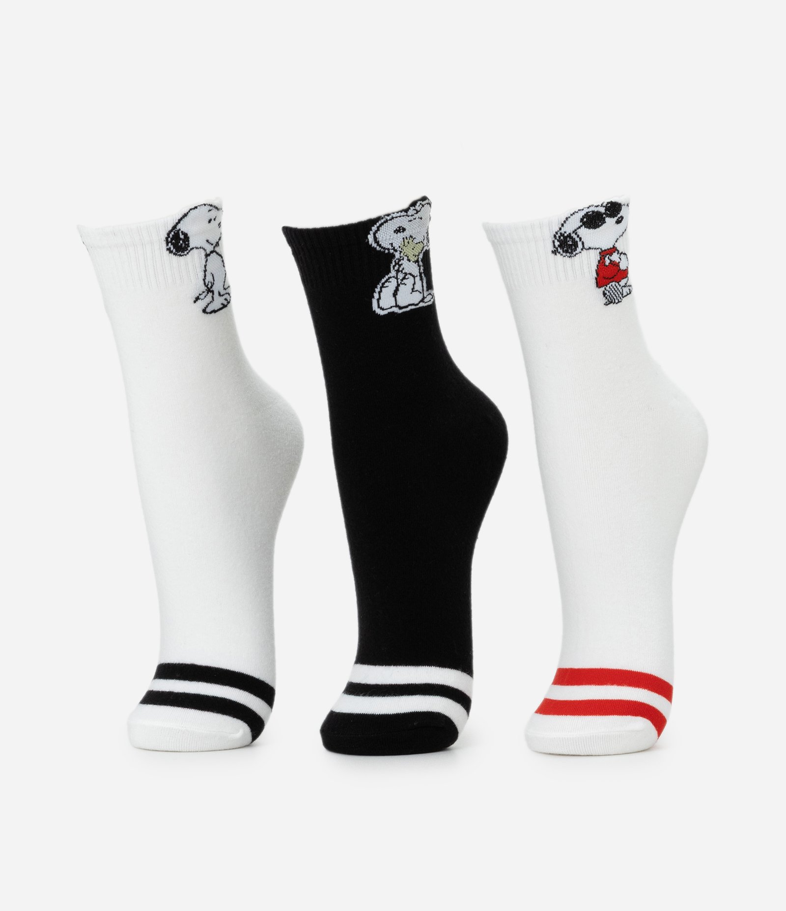 Kit 03 Meias Cano Médio em Algodão Snoopy Multicores 1
