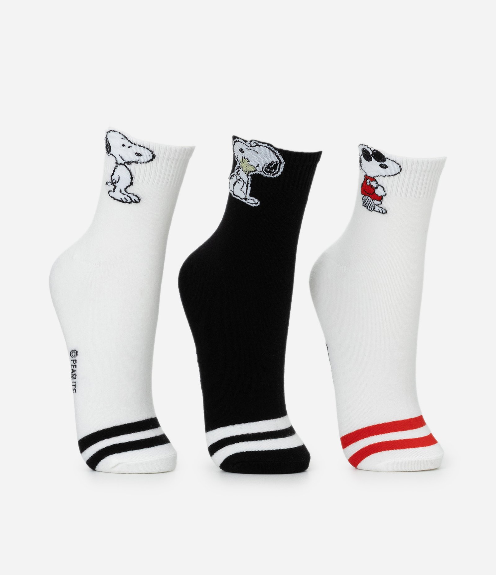 Kit 03 Meias Cano Médio em Algodão Snoopy Multicores 2