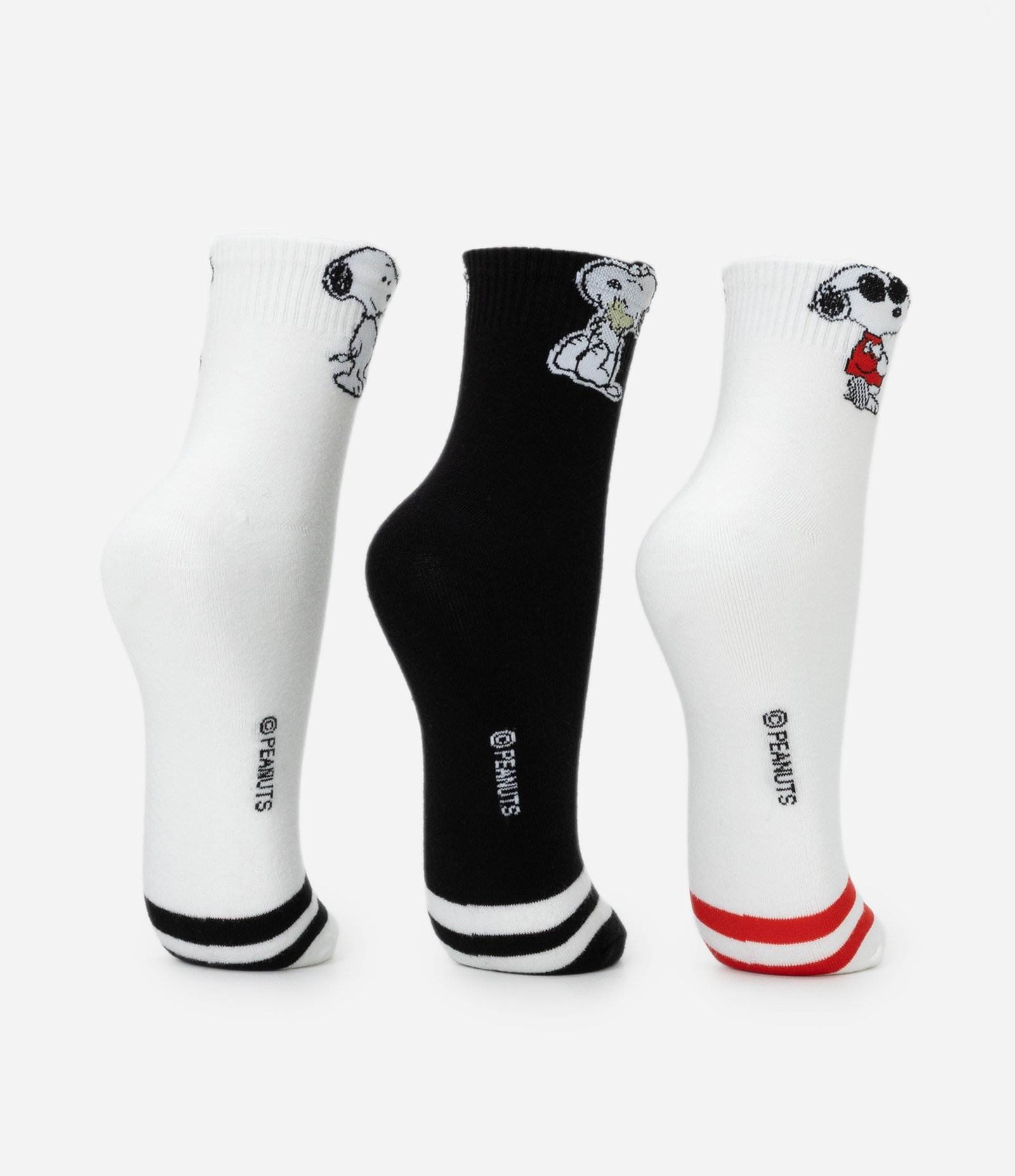 Kit 03 Meias Cano Médio em Algodão Snoopy Multicores 3