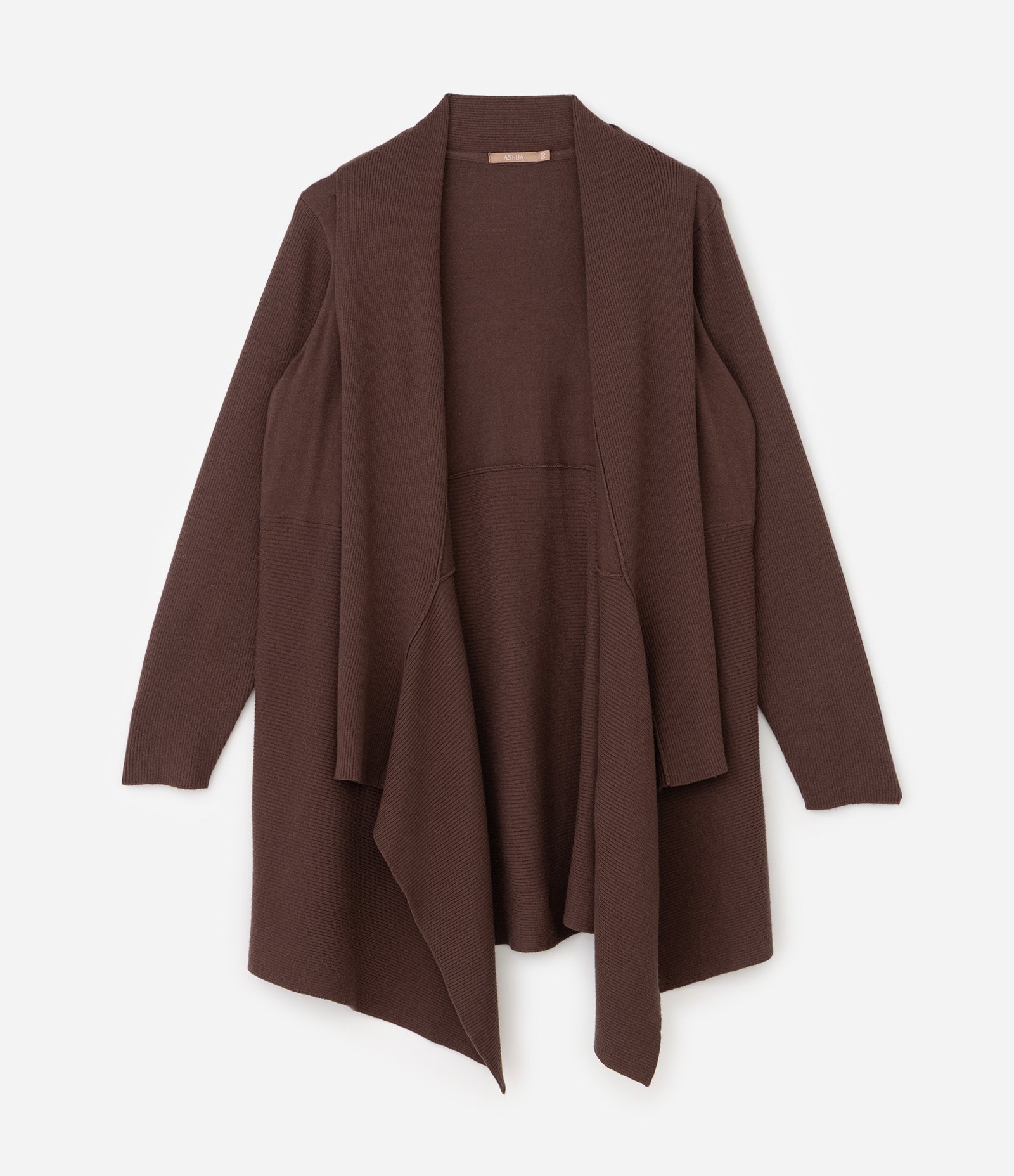 Cardigan Alongado em Tricô com Pontas Curve & Plus Size Marrom 5