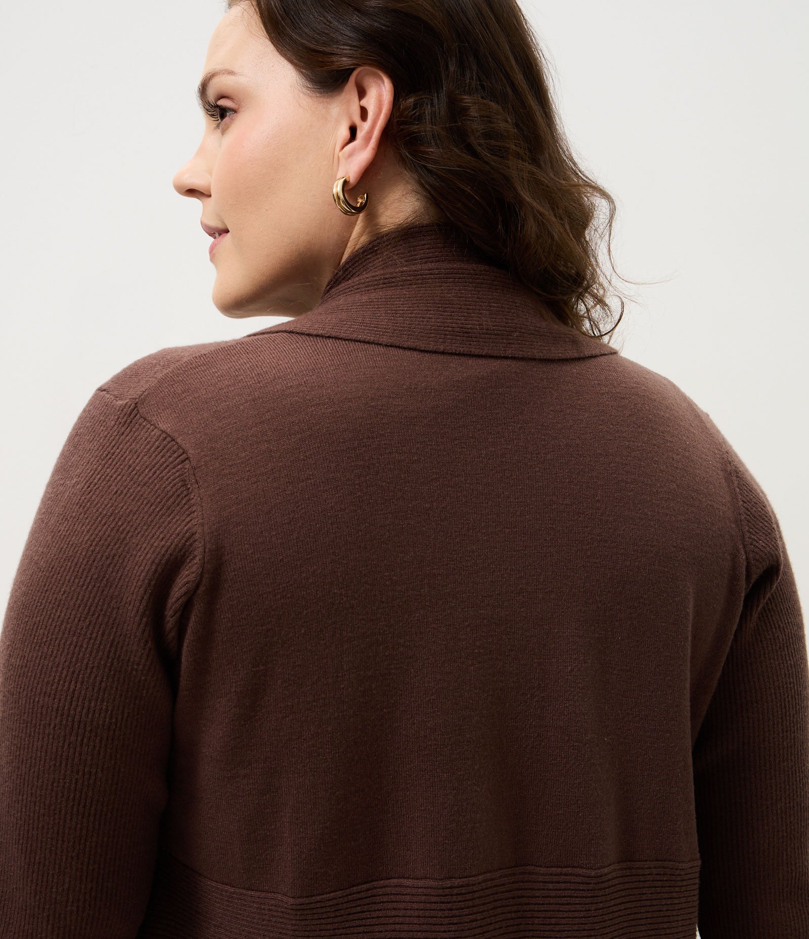 Cardigan Alongado em Tricô com Pontas Curve & Plus Size Marrom 4