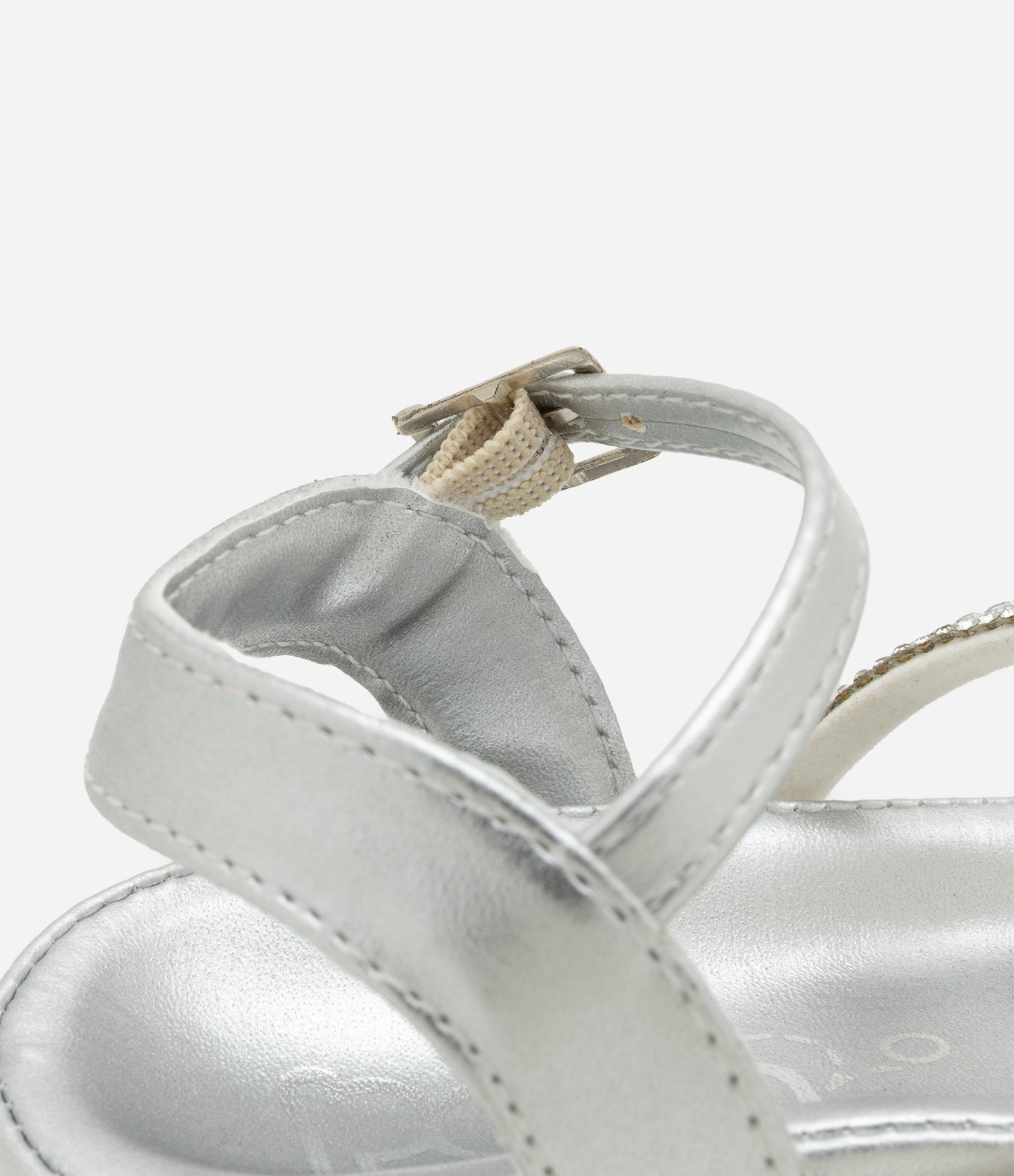 Sandália Infantil em PU com Strass Aplicado - Tam 20 ao 24 Prata 3