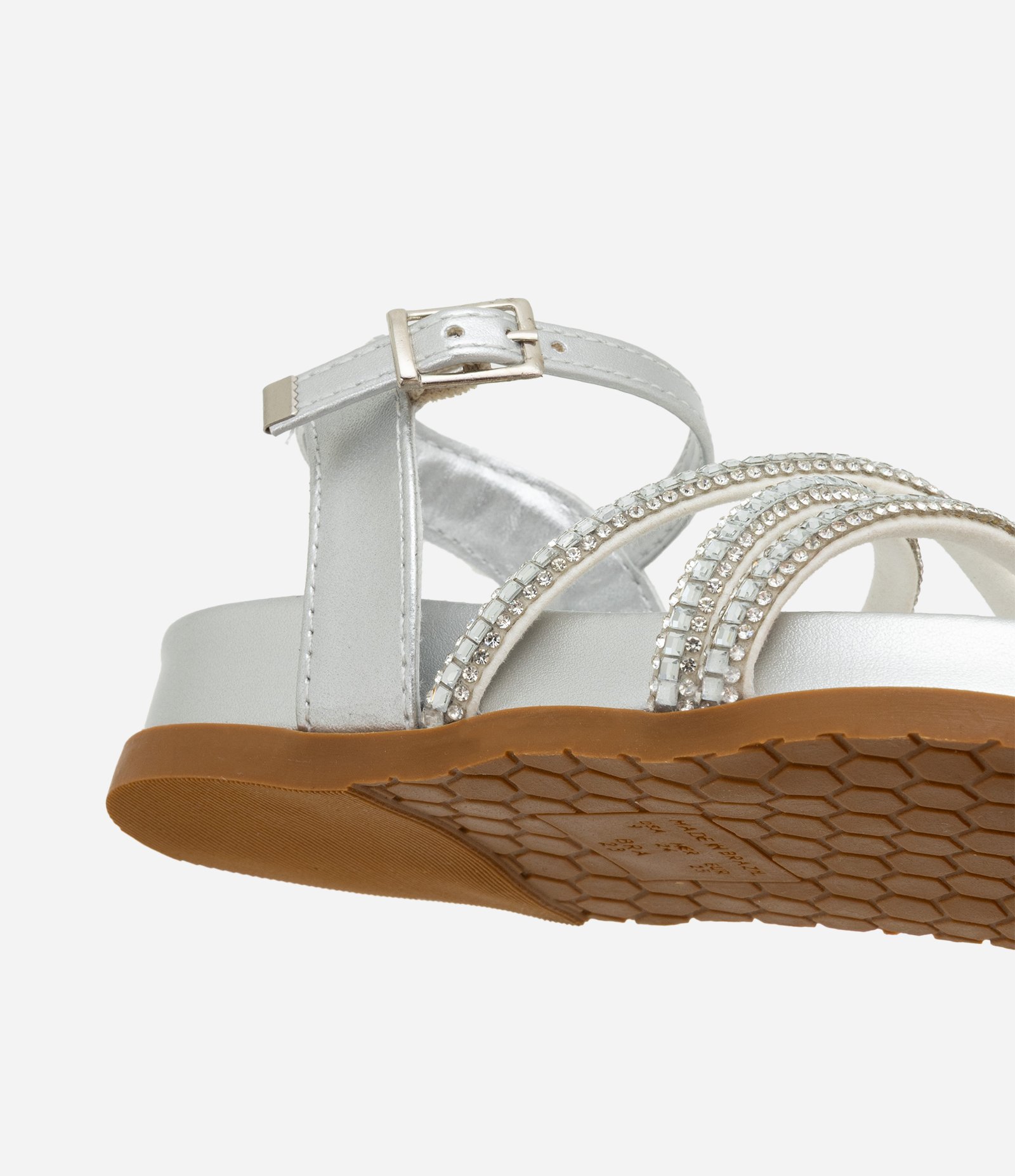 Sandália Infantil em PU com Strass Aplicado - Tam 20 ao 24 Prata 5