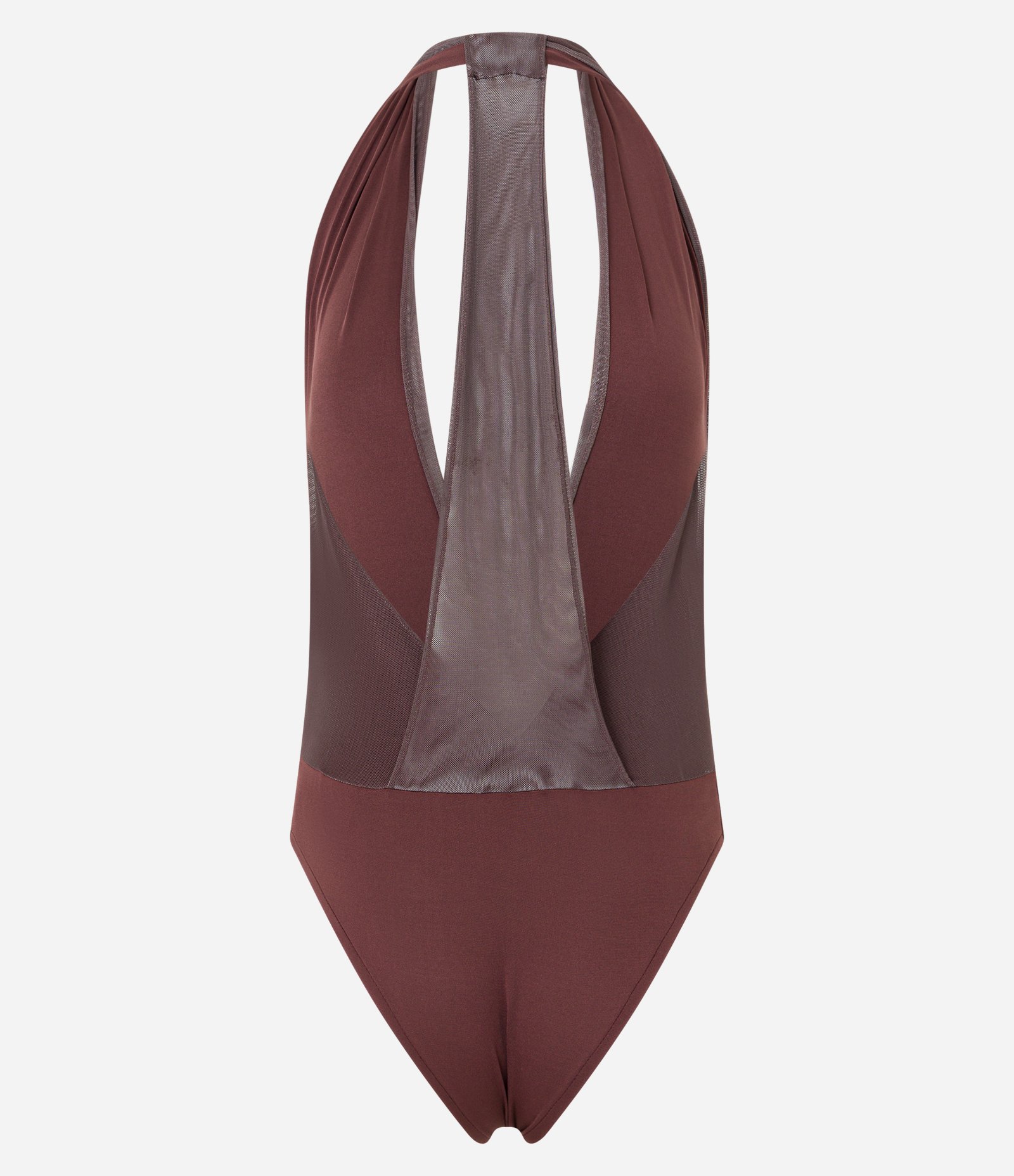 Body em Tule Frente Única com Costas Diferenciadas Marrom 6