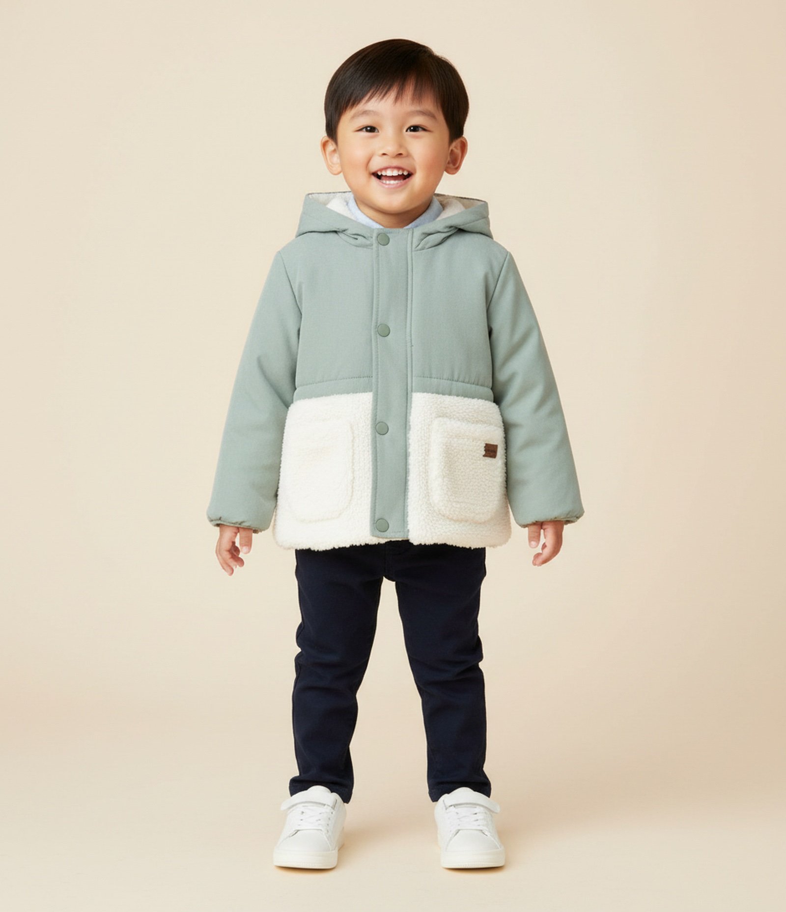 Jaqueta Infantil com Recorte em Sherpa – Tam 1 a 5/6 Anos Verde Claro 1