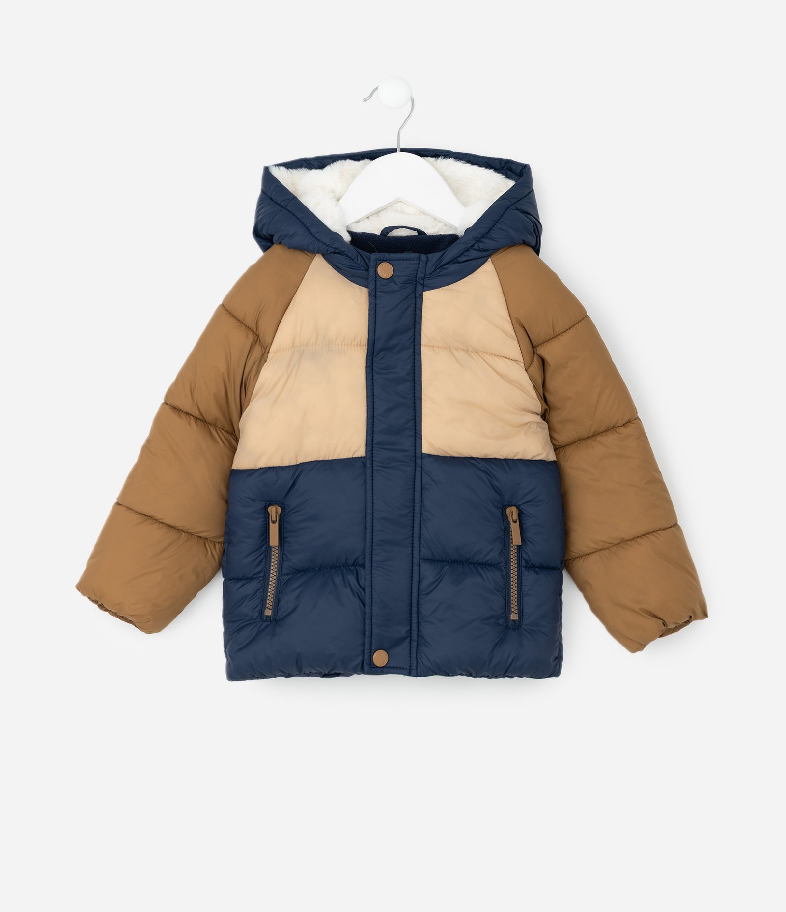 Jaqueta Infantil Raglan com Capuz Forrado – Tam 1 a 5/6 Anos Azul/Bege/Caramelo 1